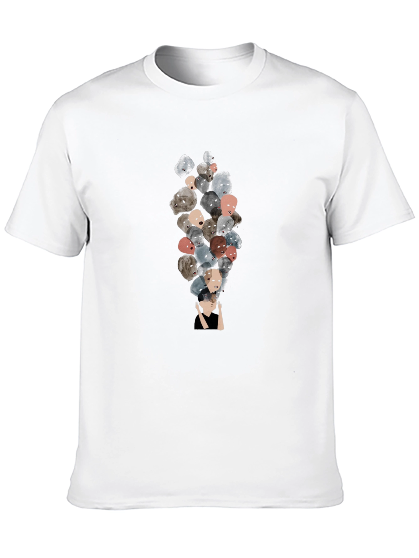 Unique Faces Graphic Print Black T-Shirt