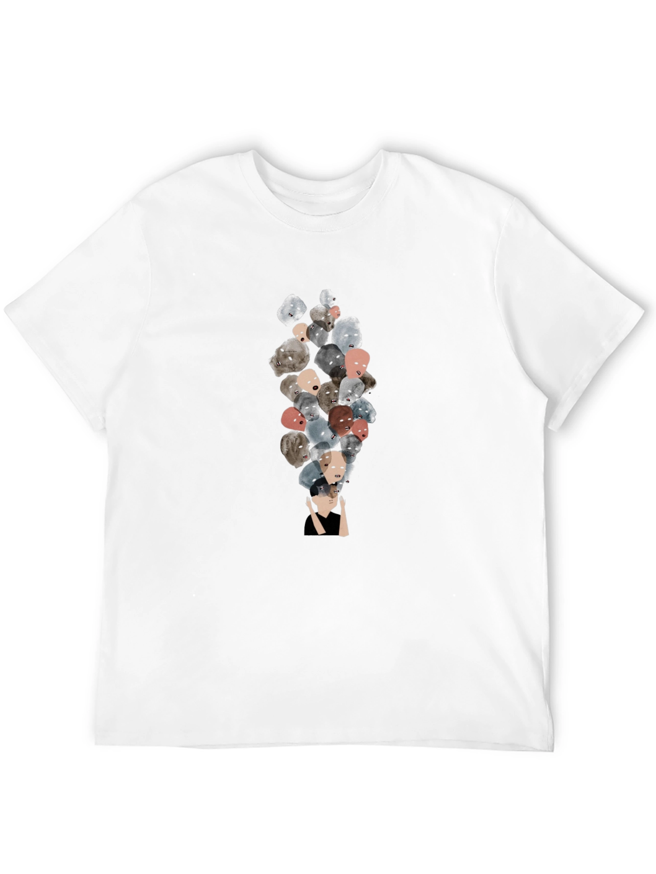 Unique Faces Graphic Print Black T-Shirt