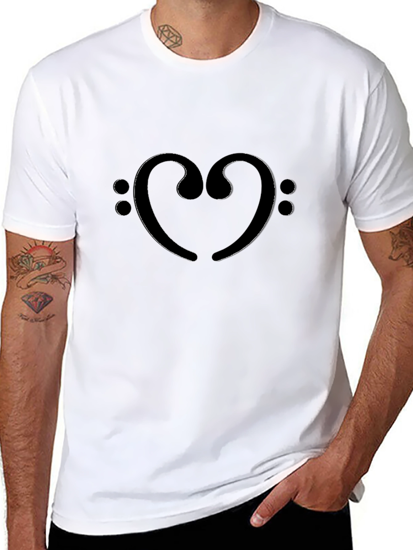 Bass Clef Heart T-Shirt - Music Lover Tee