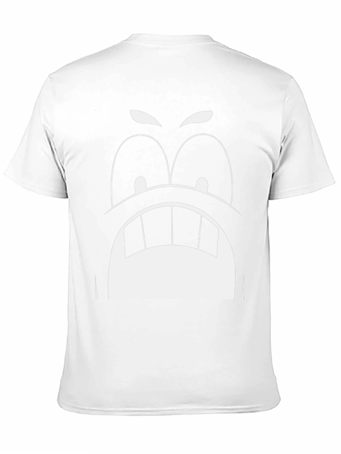 Angry Cartoon Face Graphic Tee - Black Cotton T-Shirt