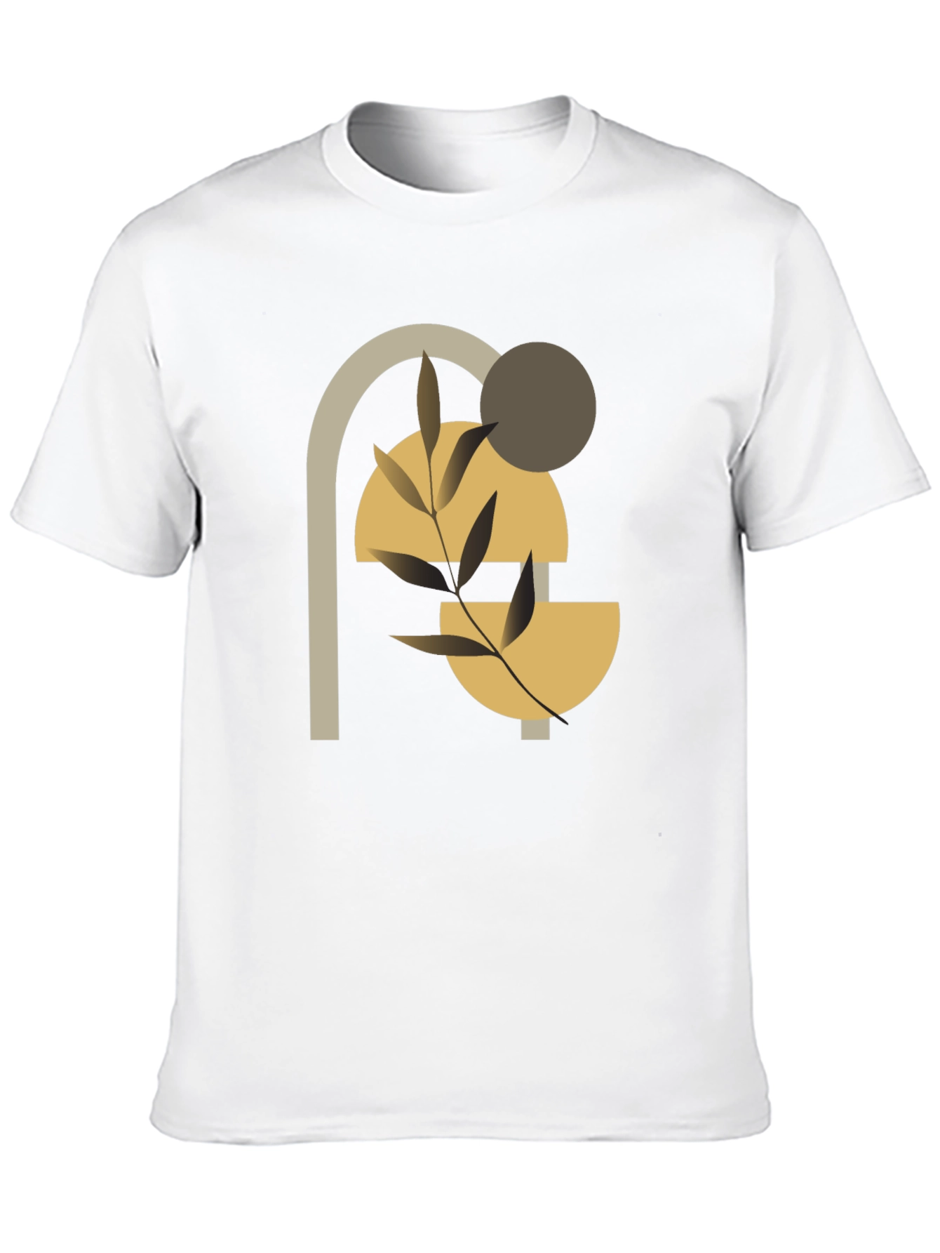 Abstract Geometric Plant Black T-Shirt