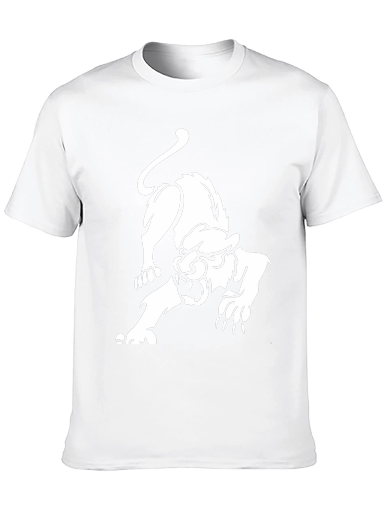 Black T-Shirt with White Panther Graphic