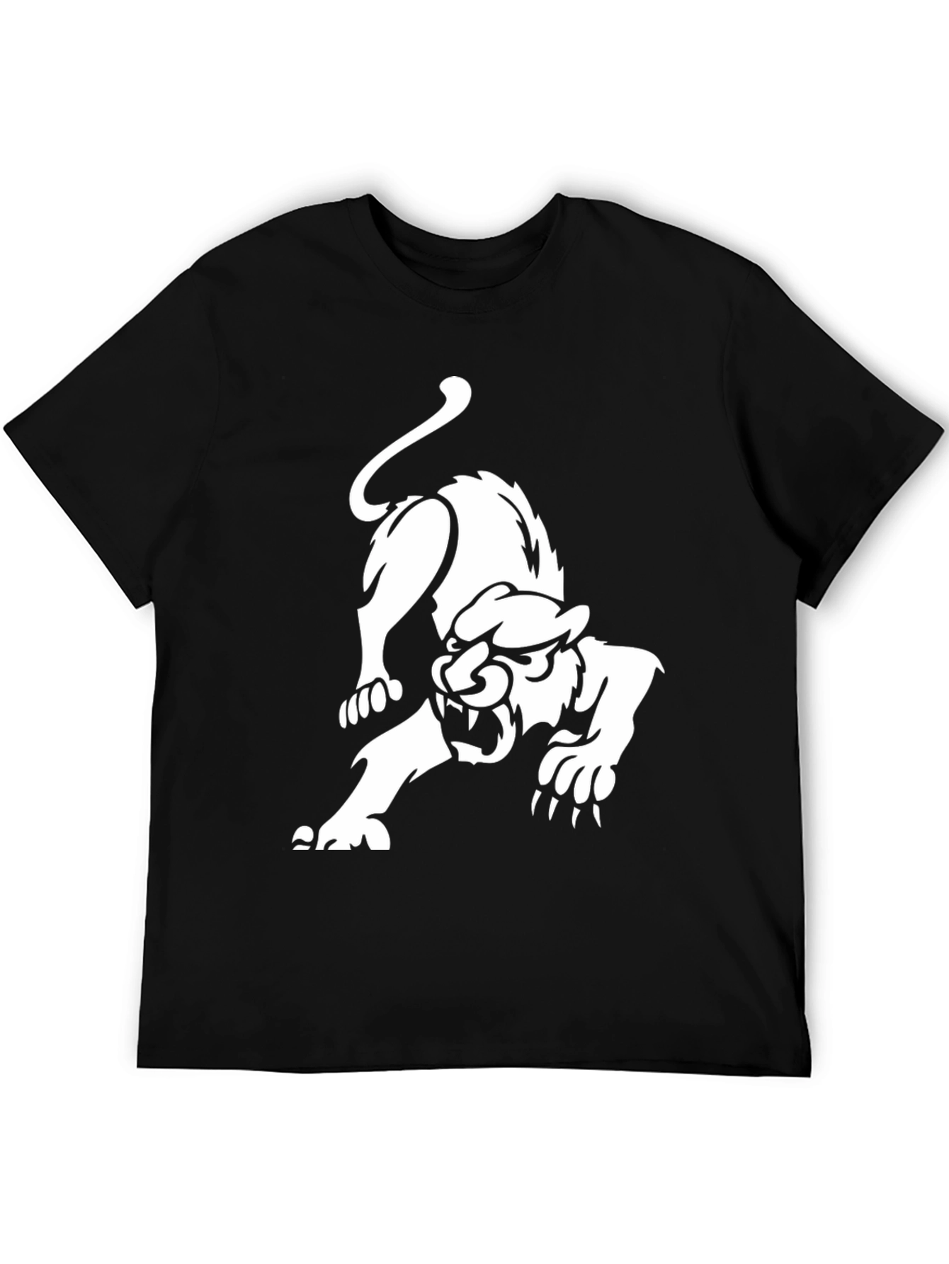 Black T-Shirt with White Panther Graphic