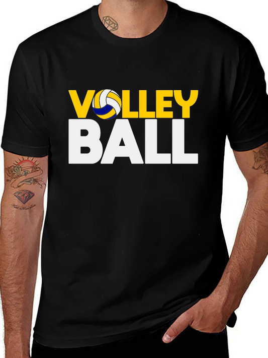 Volleyball Graphic Print Black T-Shirt