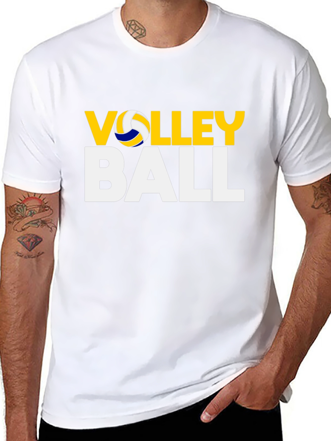 Volleyball Graphic Print Black T-Shirt