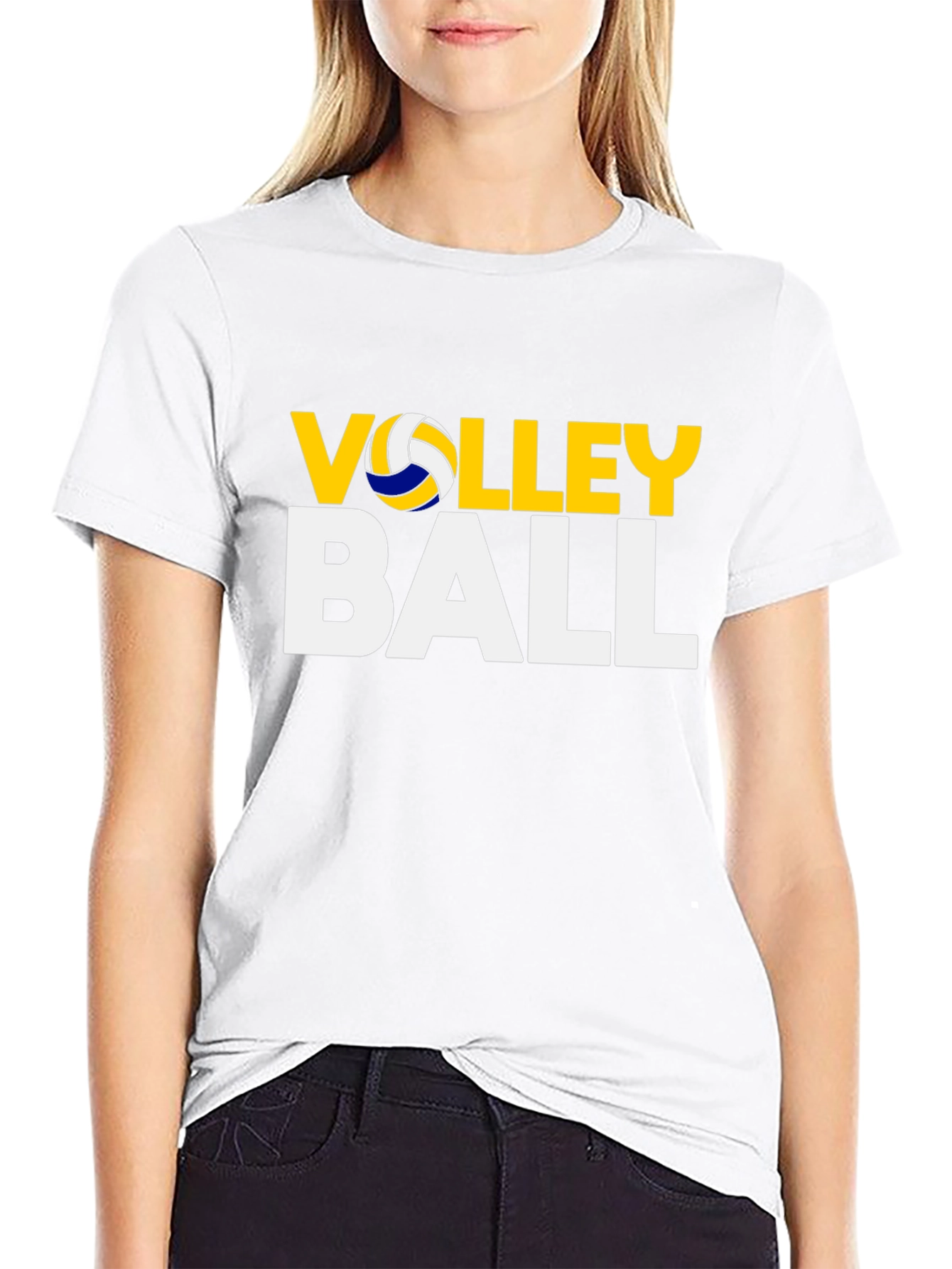 Volleyball Graphic Print Black T-Shirt