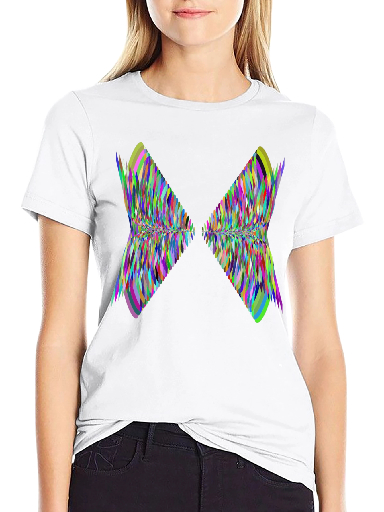 Abstract Butterfly Wing Graphic Tee - Black Casual Shirt