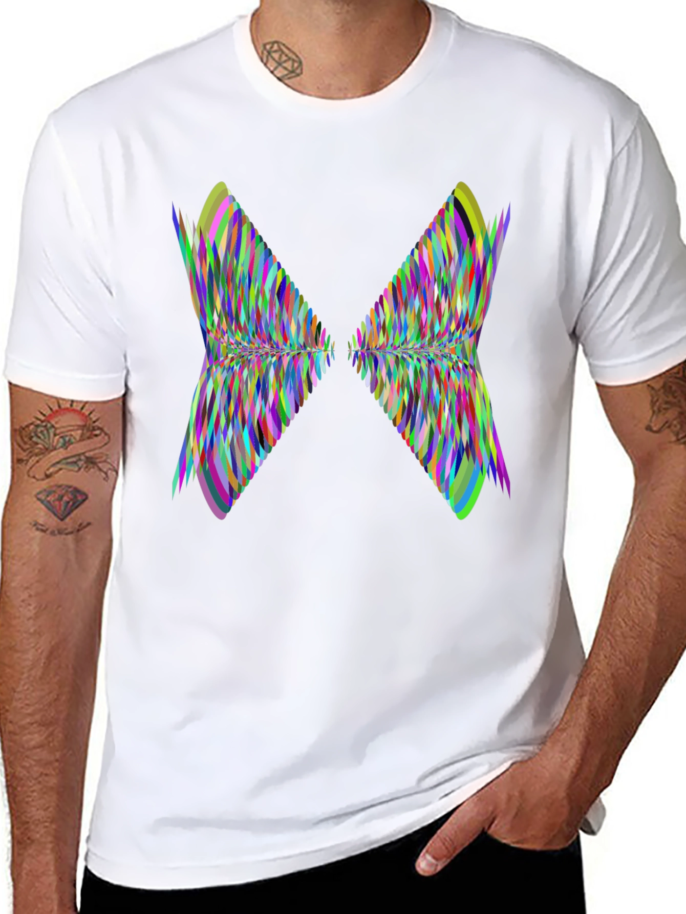Abstract Butterfly Wing Graphic Tee - Black Casual Shirt