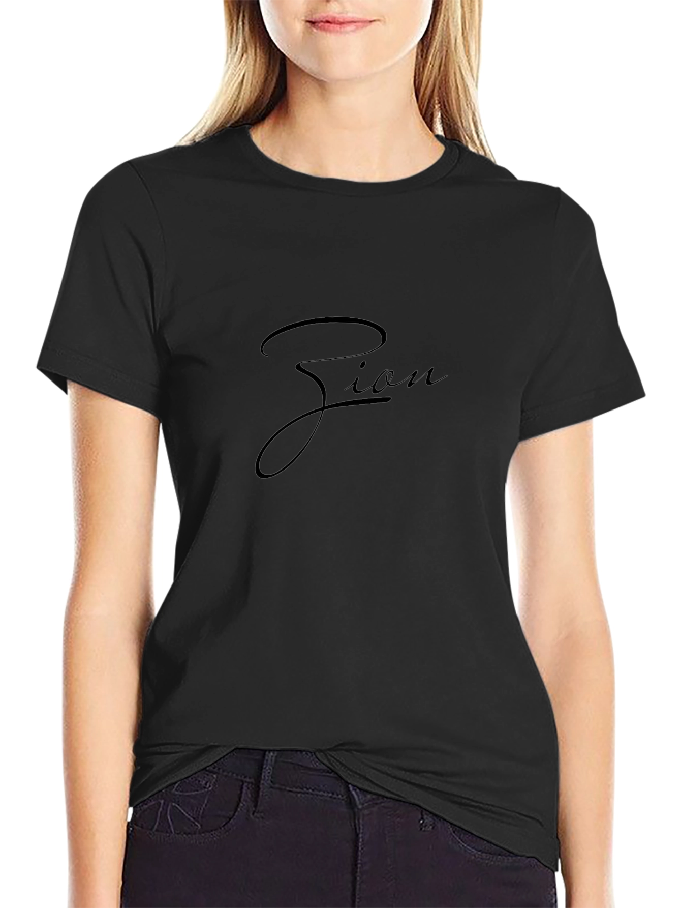 Zion Script Black T-Shirt - Stylish Casual Wear