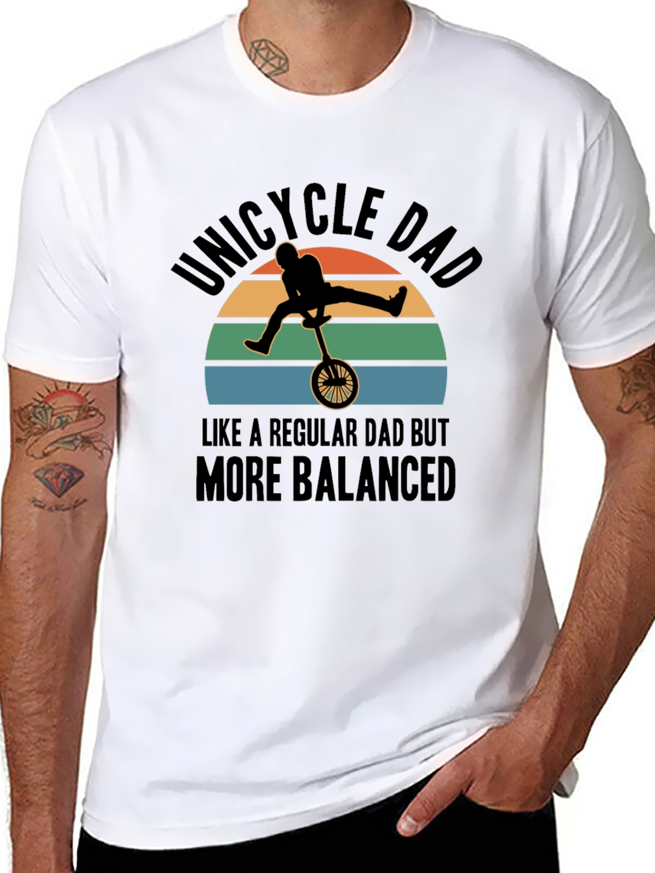 Unicycle Dad T-Shirt - Balanced Fathers Day Gift