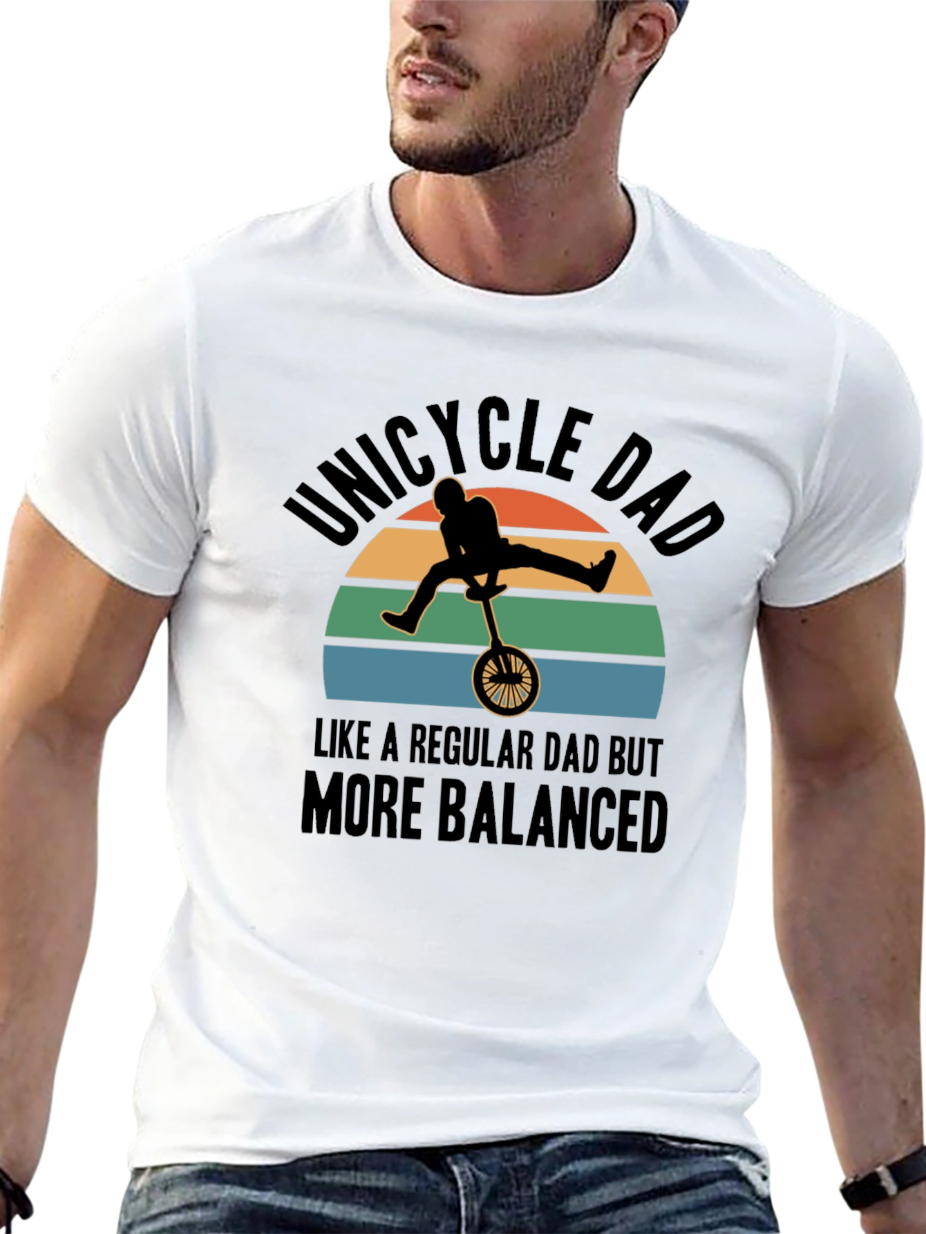 Unicycle Dad T-Shirt - Balanced Fathers Day Gift