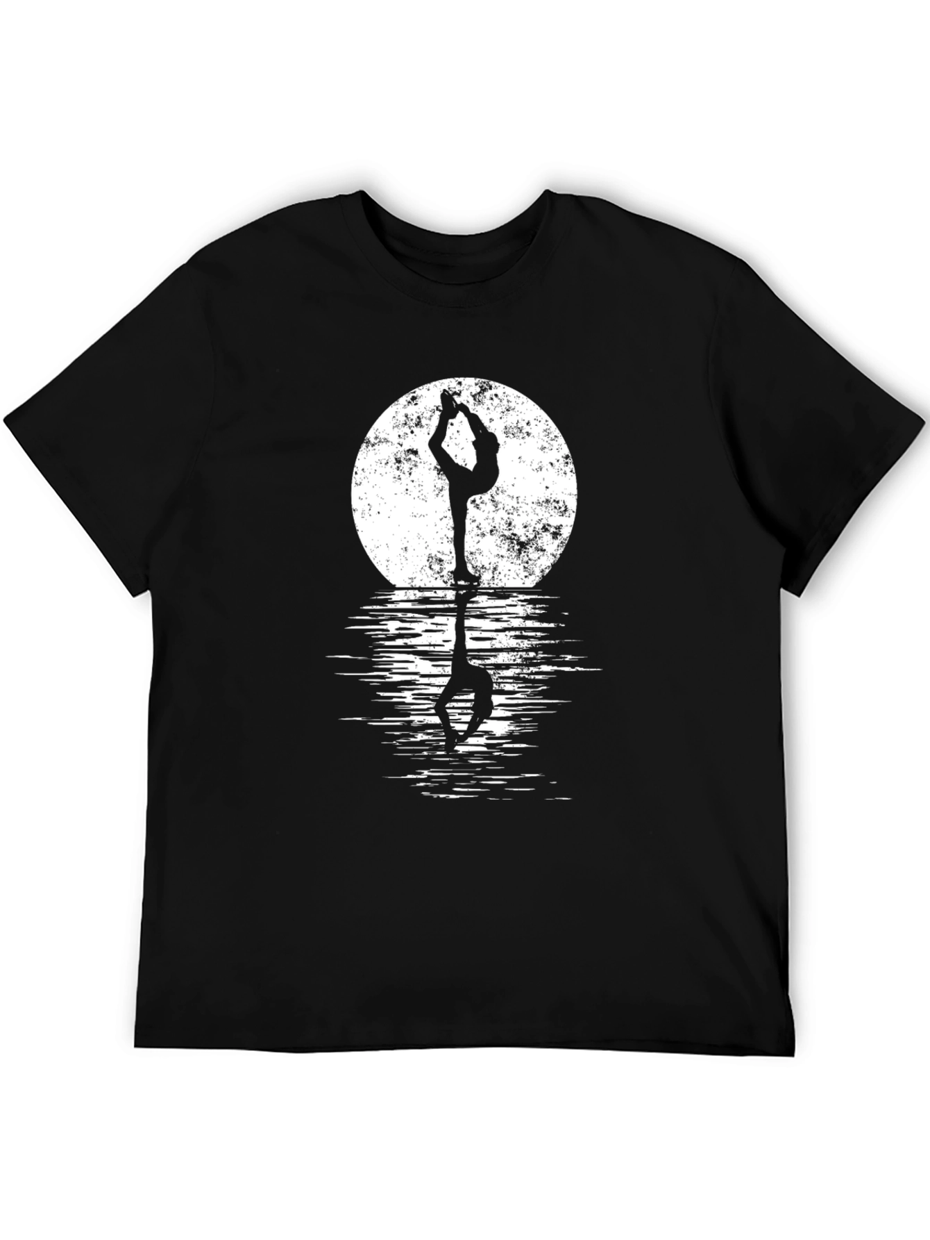 Yoga Moon Reflection Black Graphic Tee Shirt