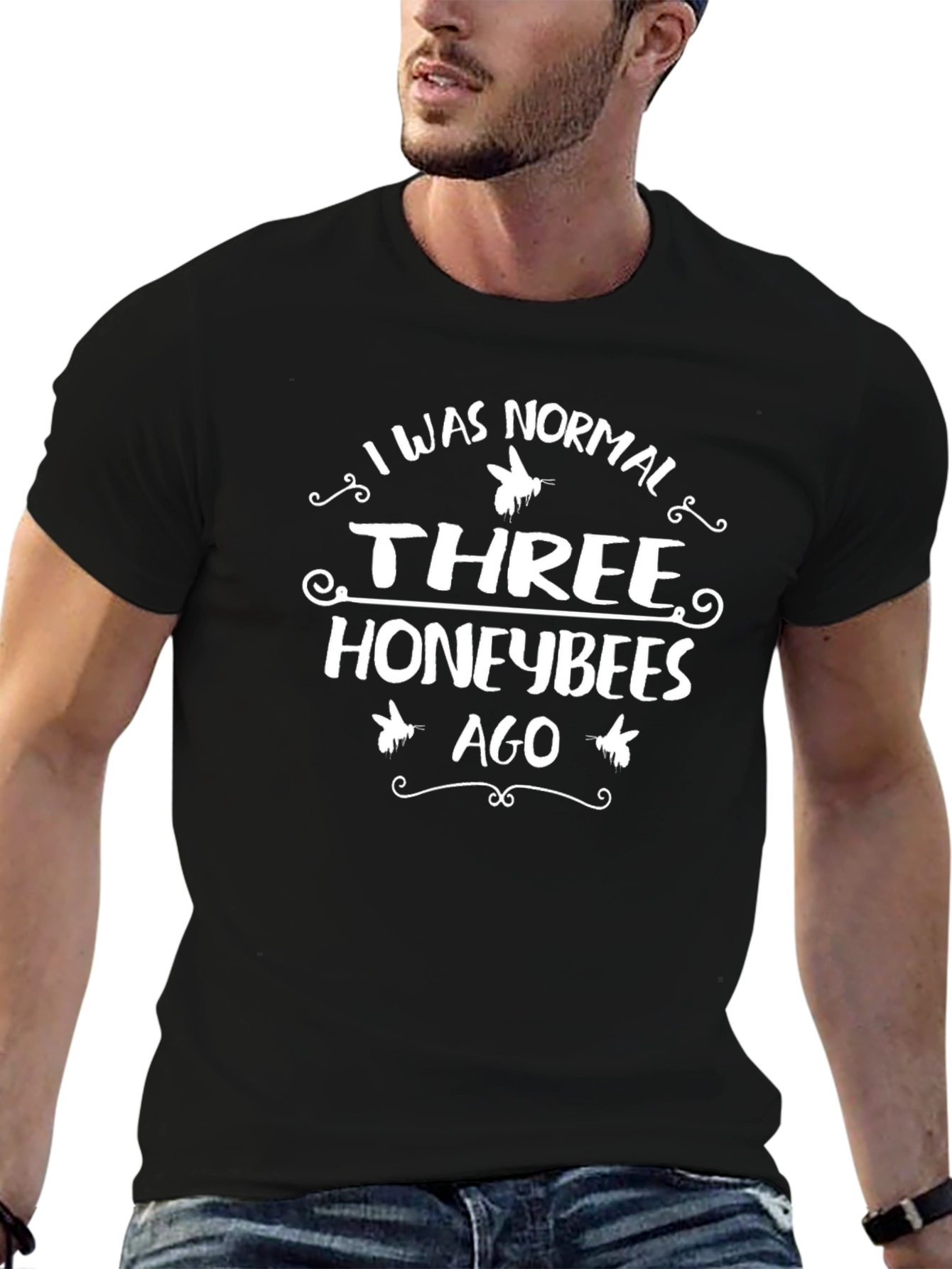 Three Honeybees Ago Black T-Shirt