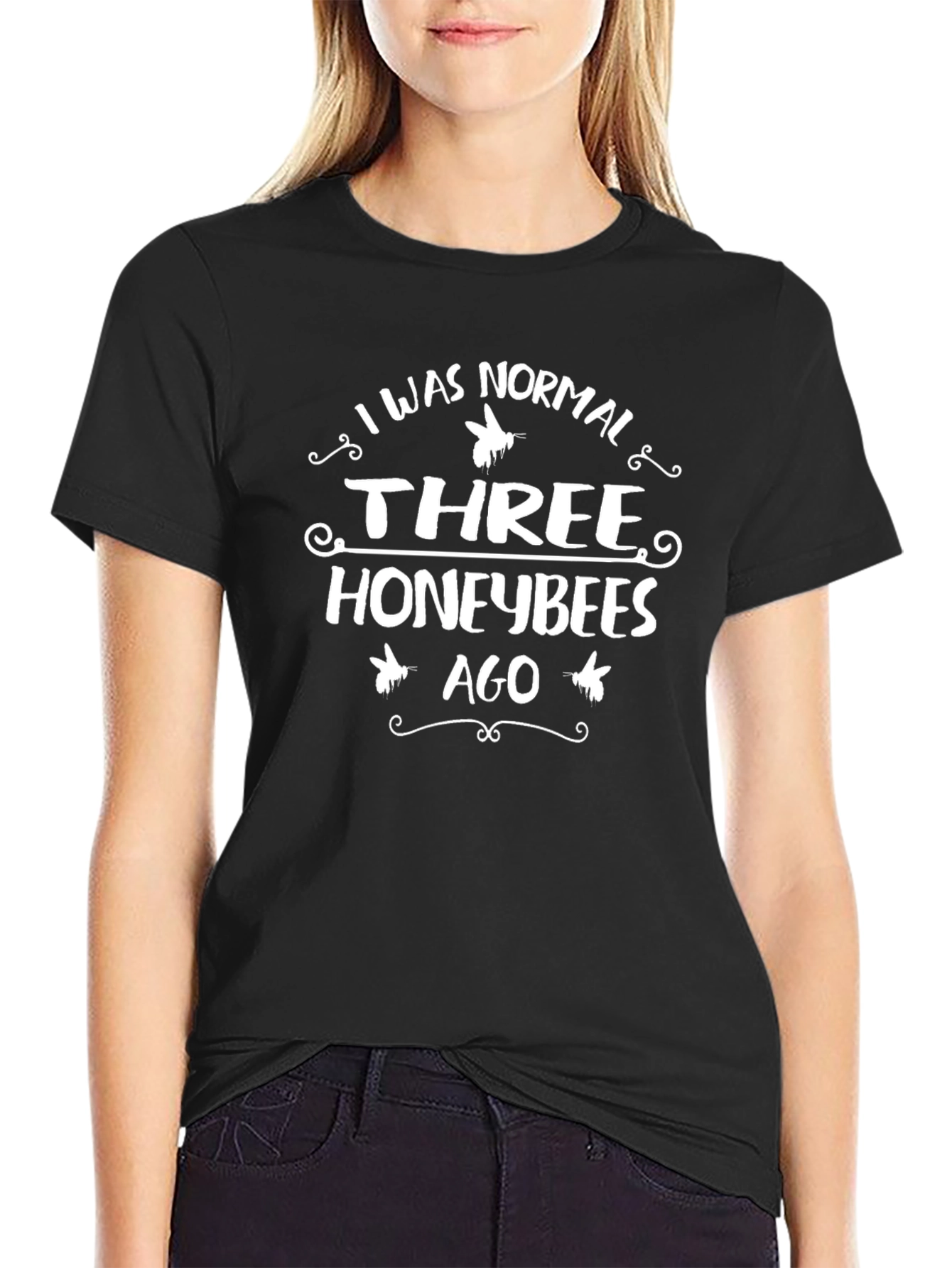 Three Honeybees Ago Black T-Shirt