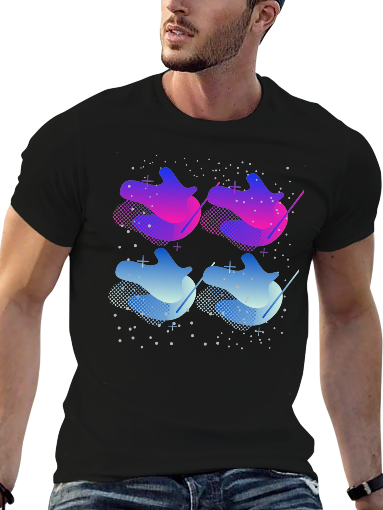 Abstract Gradient Graphic T-Shirt - Black