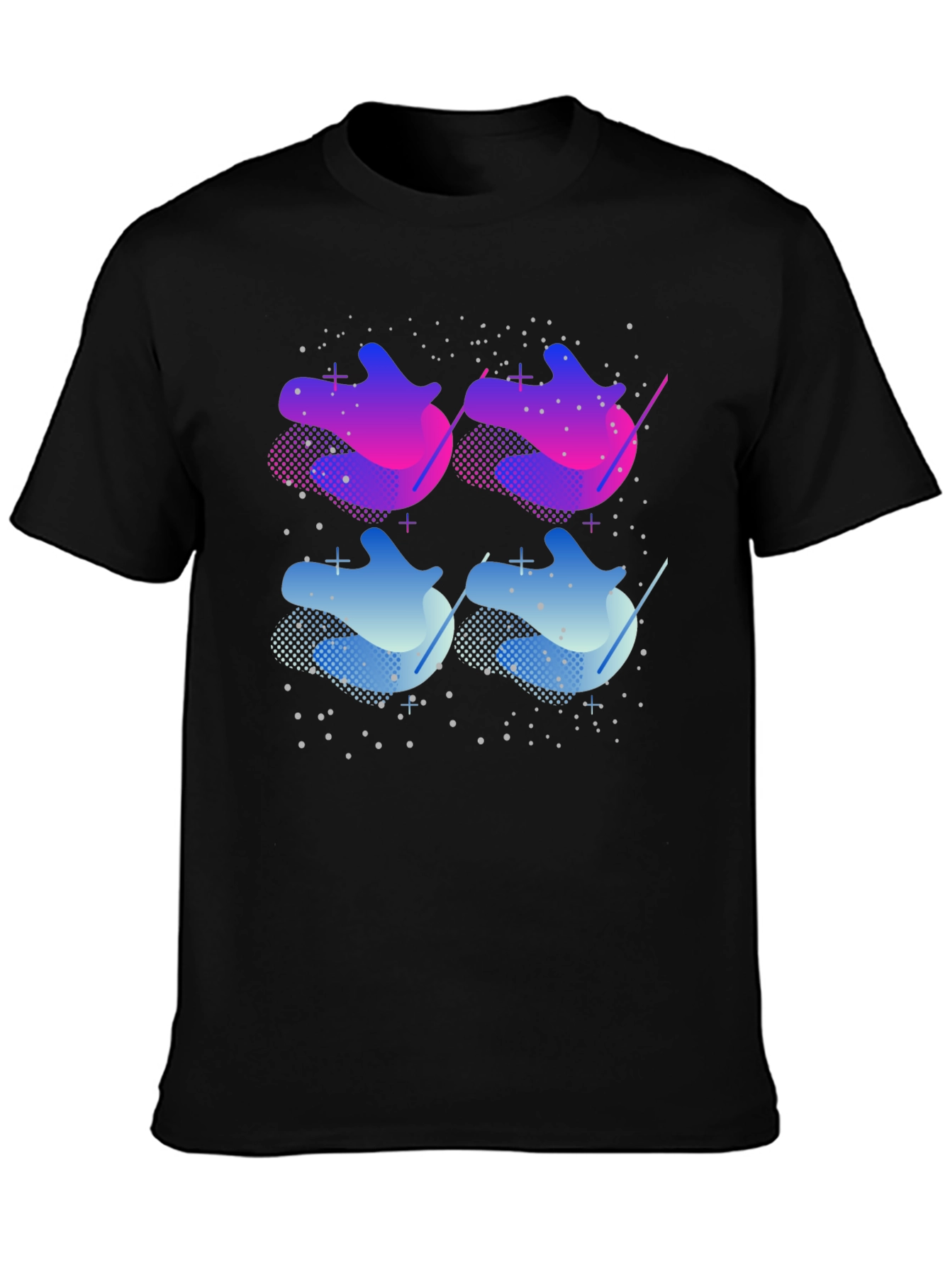 Abstract Gradient Graphic T-Shirt - Black