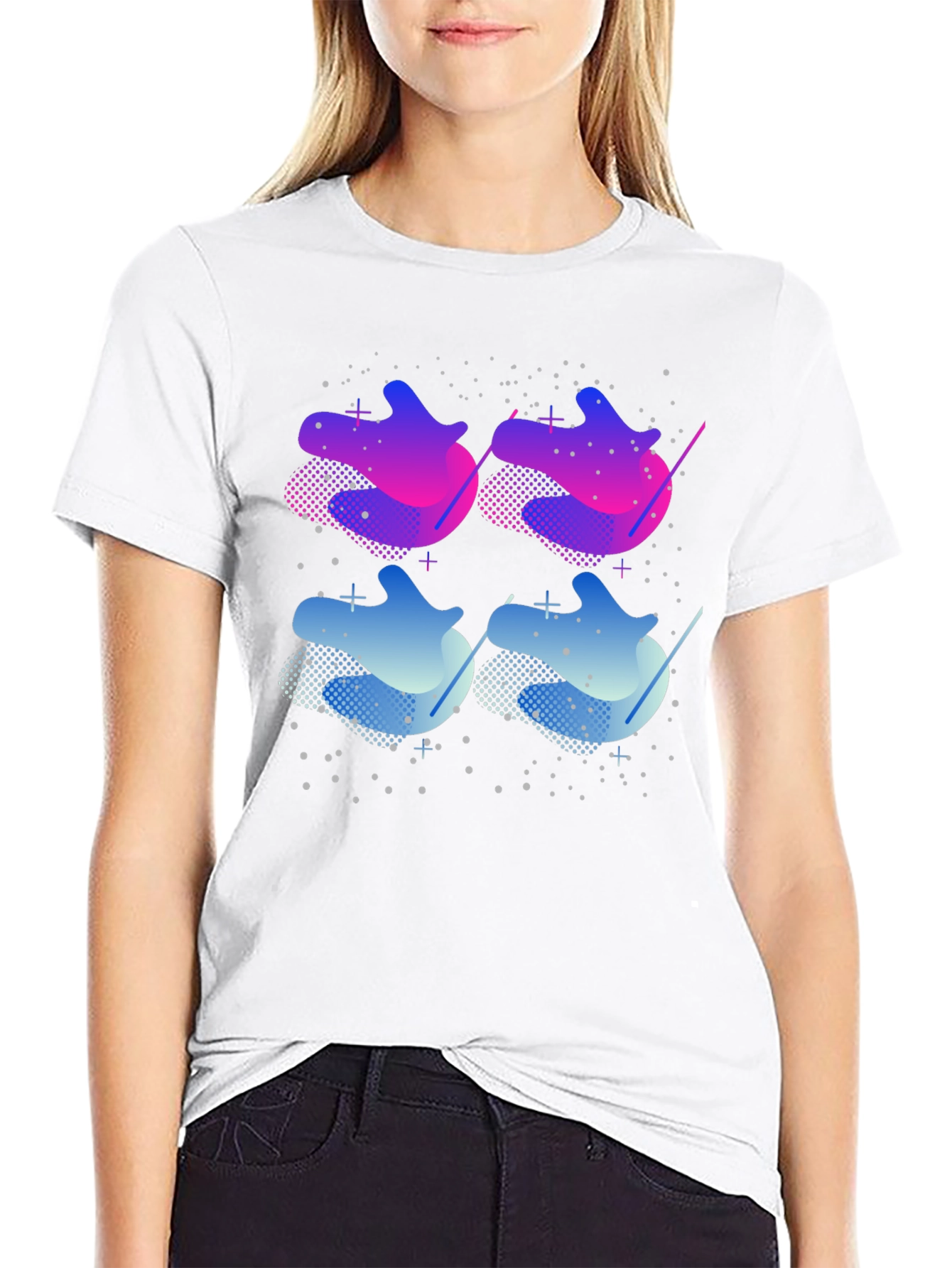 Abstract Gradient Graphic T-Shirt - Black