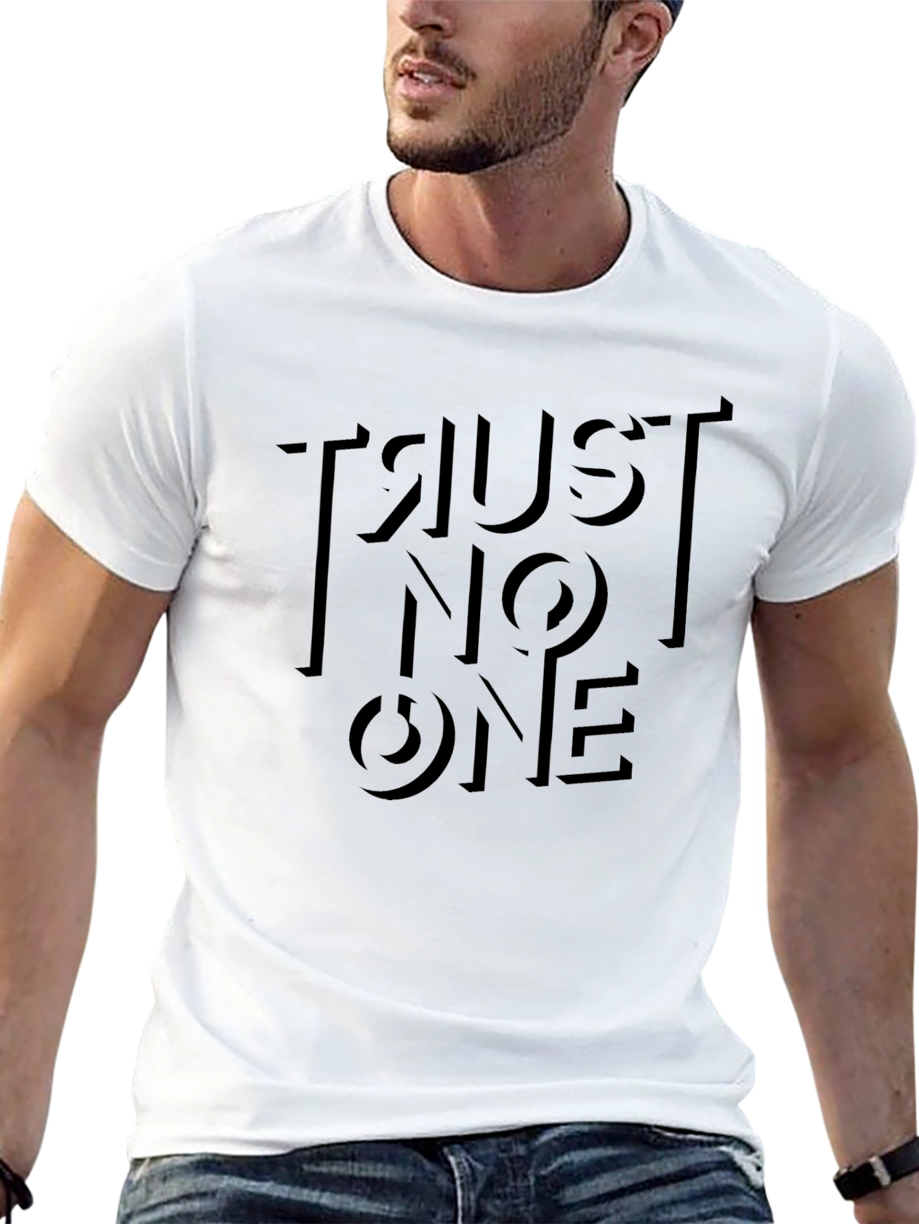 Trust No One Graphic Print Black T-Shirt