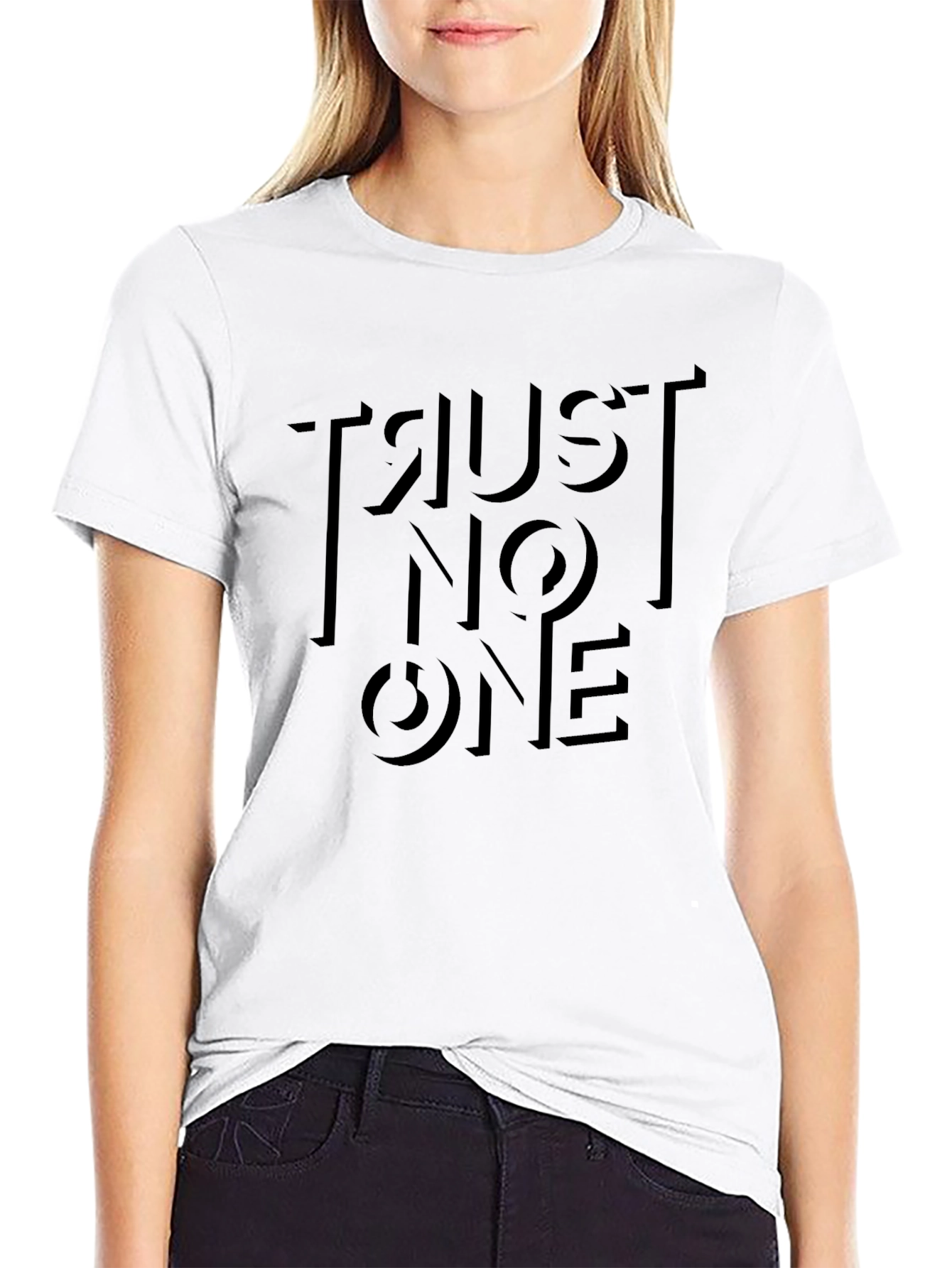 Trust No One Graphic Print Black T-Shirt