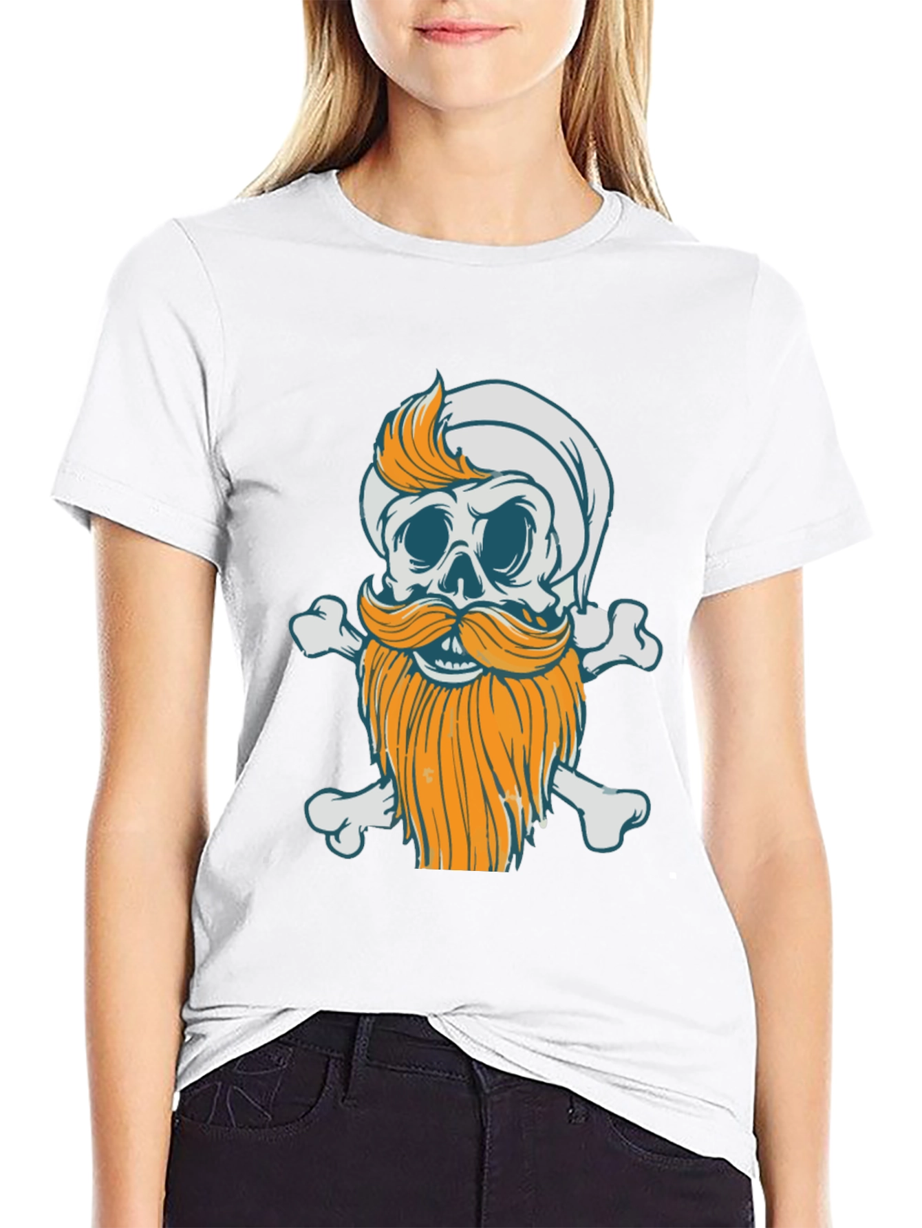 Bearded Skull & Crossbones Graphic Tee - Black