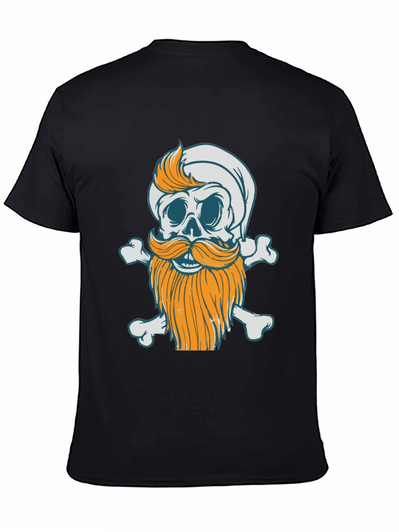 Bearded Skull & Crossbones Graphic Tee - Black