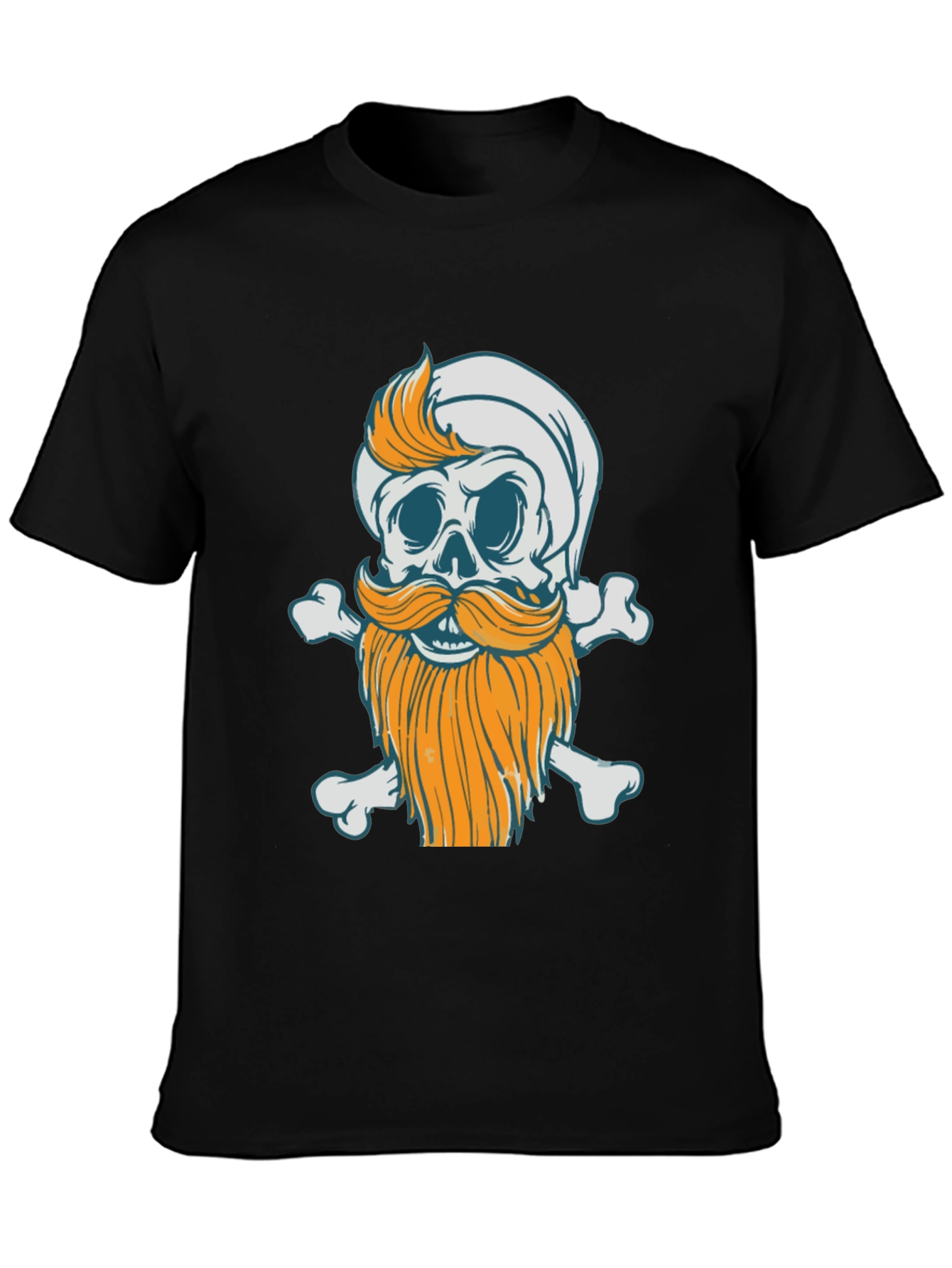Bearded Skull & Crossbones Graphic Tee - Black