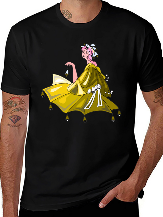 Whimsical Bell Dancer Graphic Tee - Black