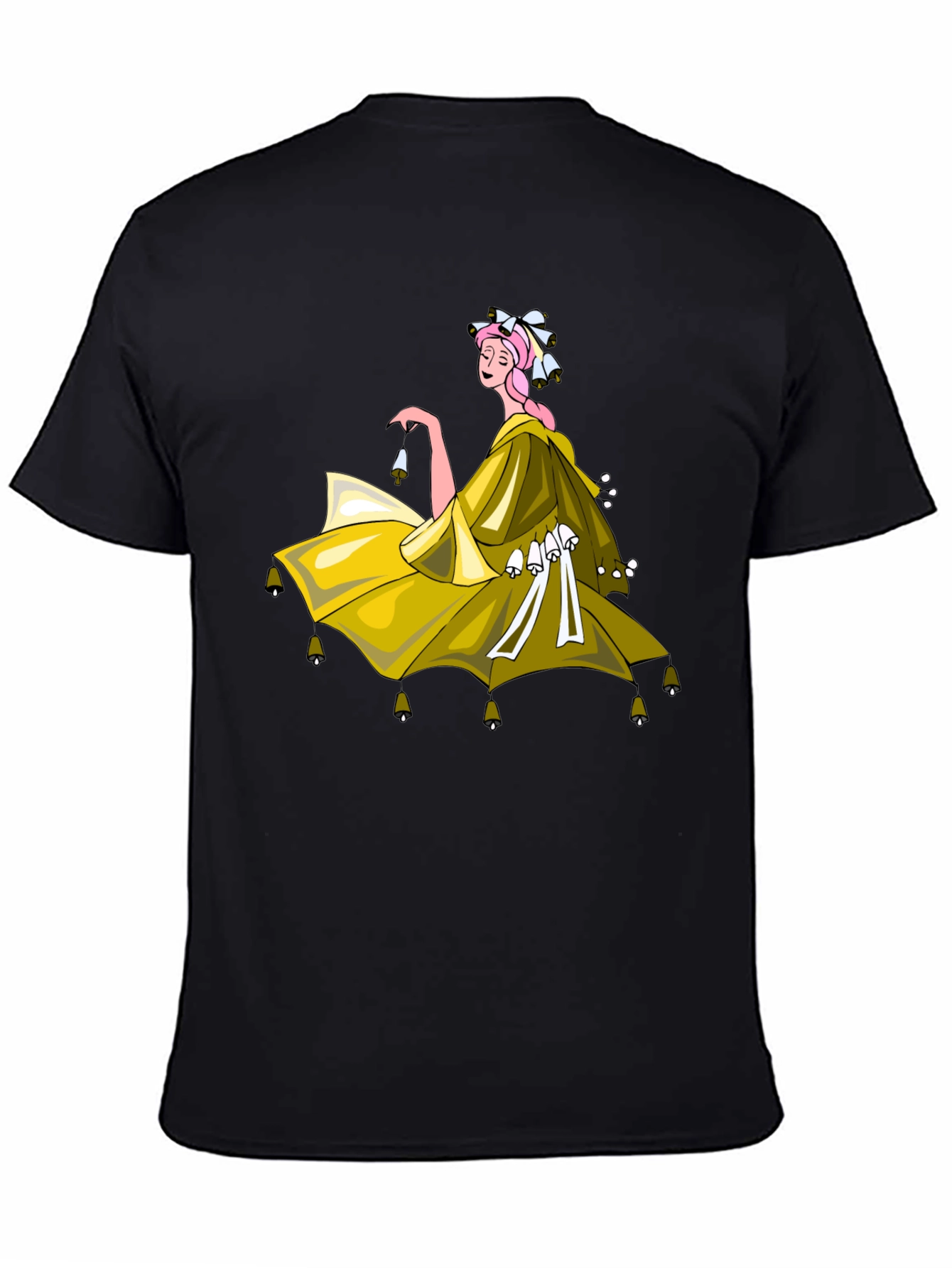 Whimsical Bell Dancer Graphic Tee - Black
