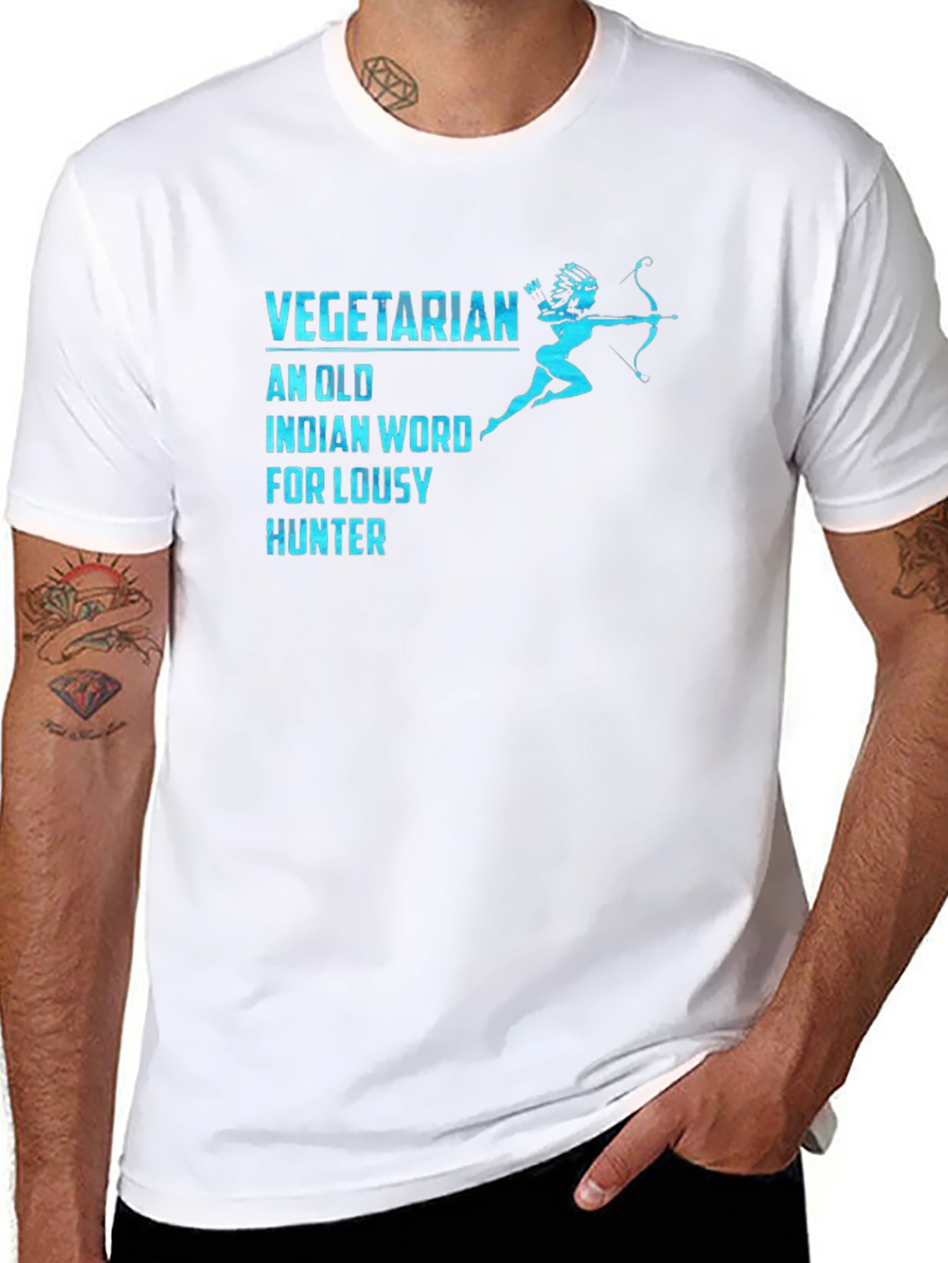 Vegetarian Lousy Hunter Funny Graphic T-Shirt