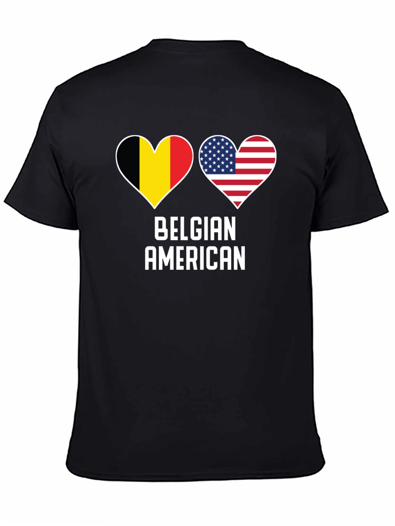 Belgian American Pride T-Shirt - Heart Flag Design