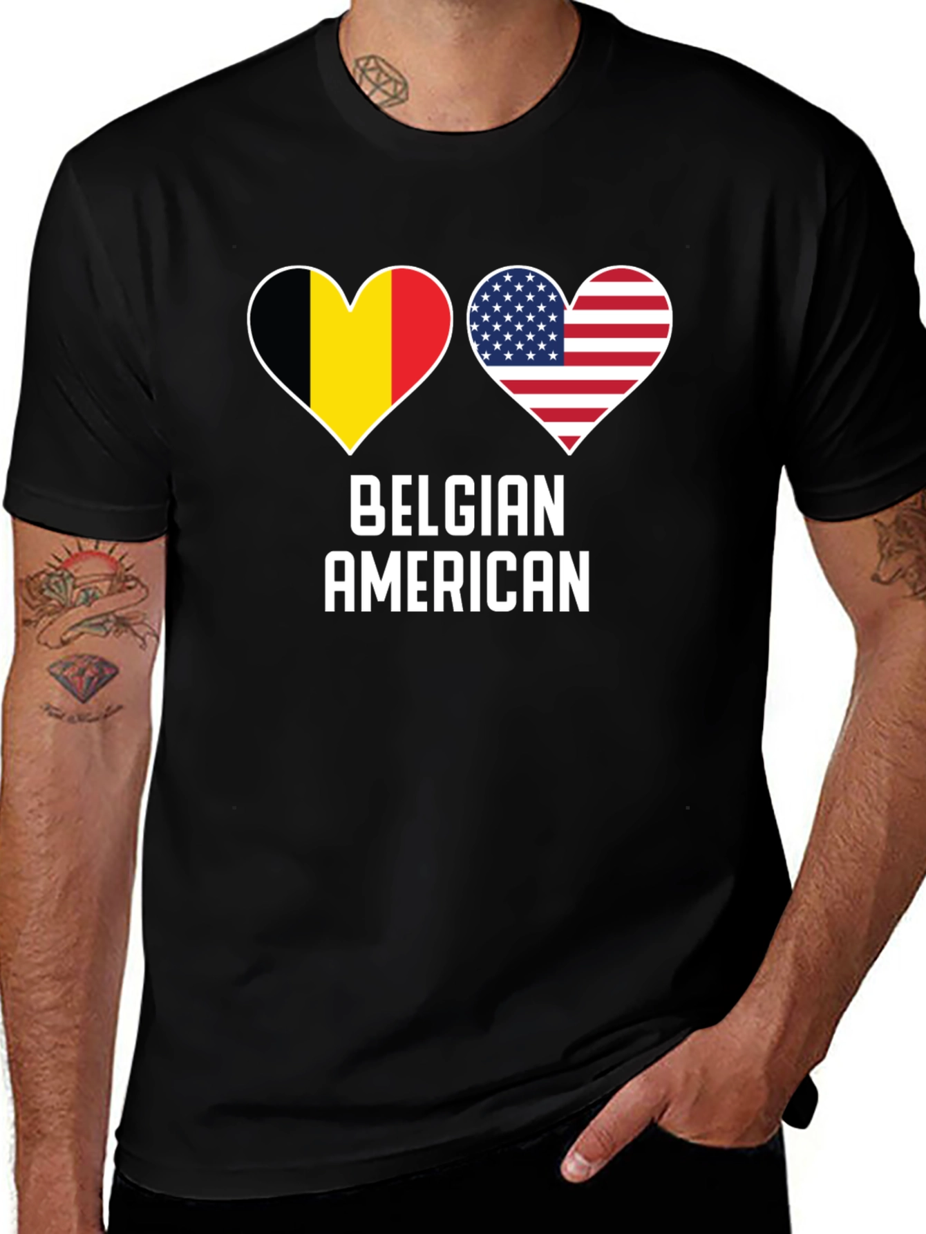 Belgian American Pride T-Shirt - Heart Flag Design