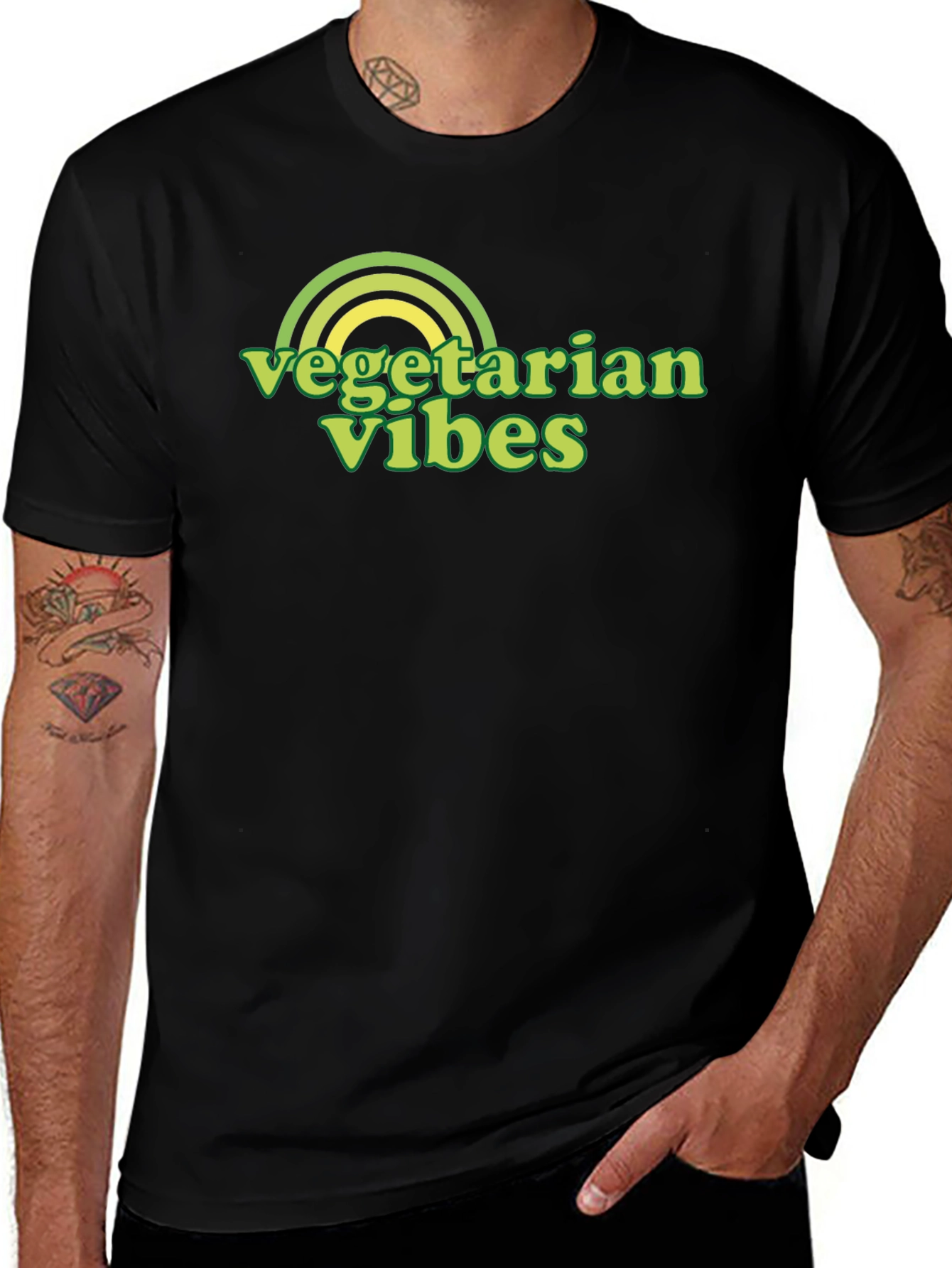 Vegetarian Vibes Graphic Tee - Black