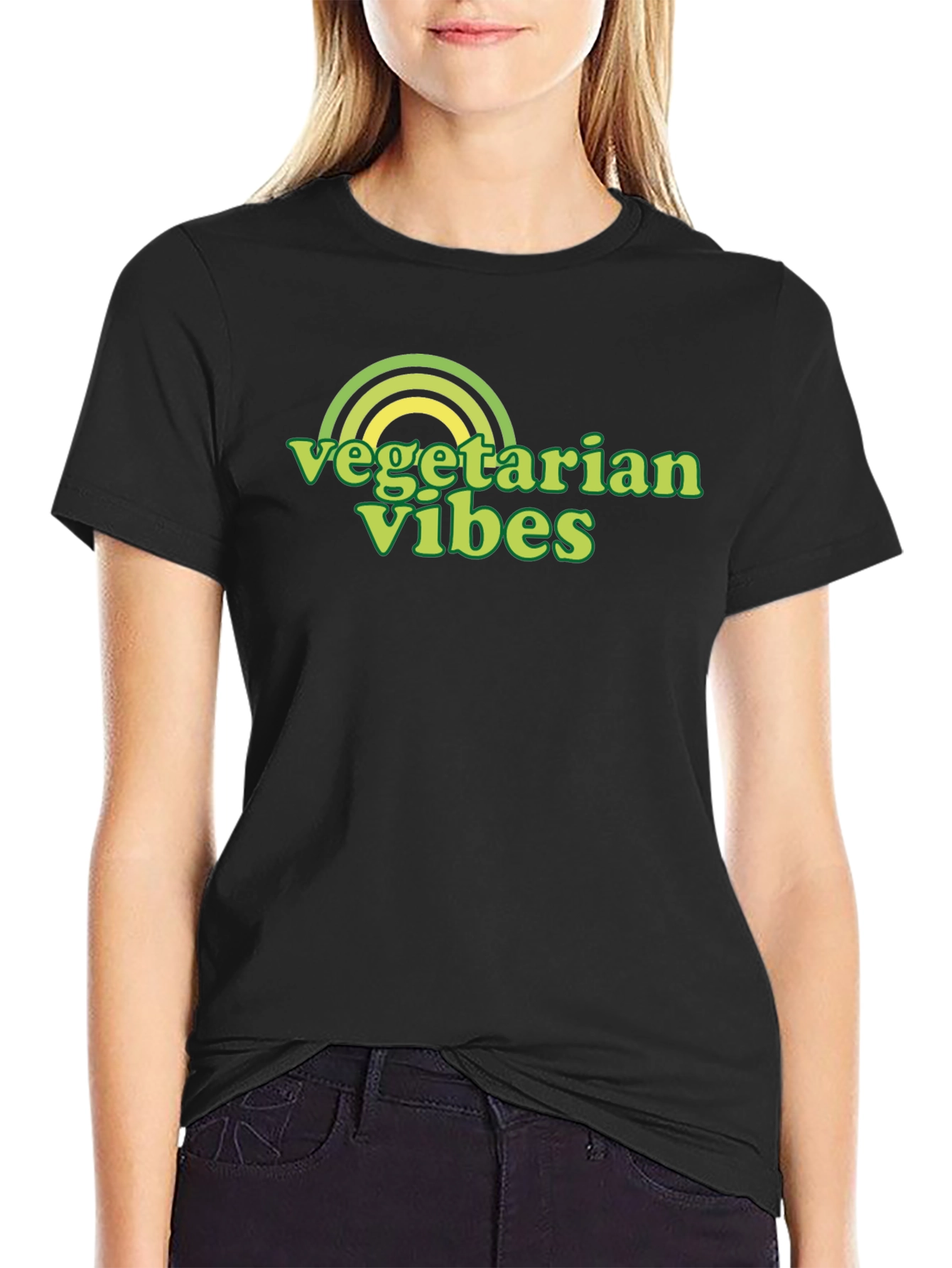 Vegetarian Vibes Graphic Tee - Black