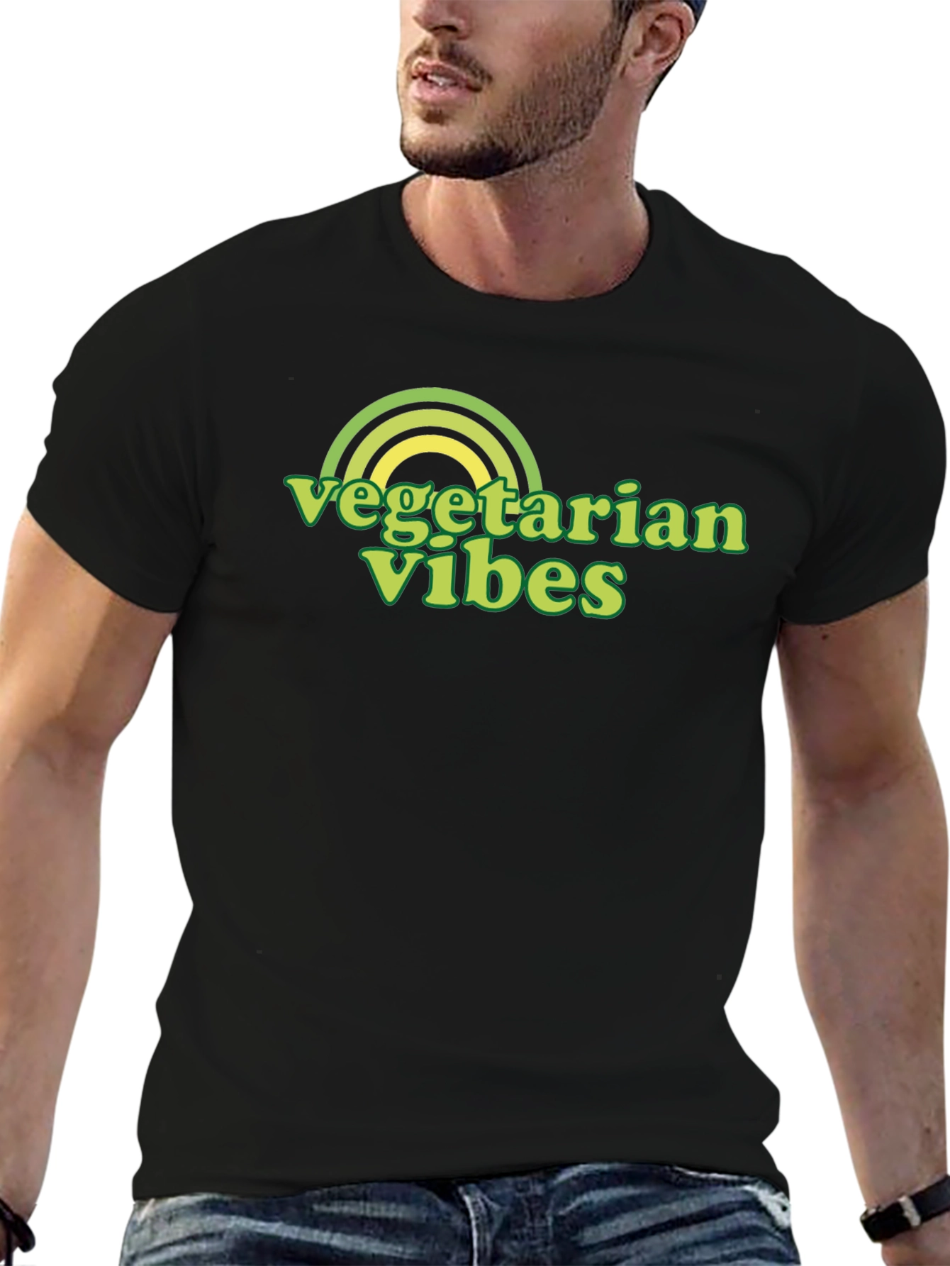 Vegetarian Vibes Graphic Tee - Black