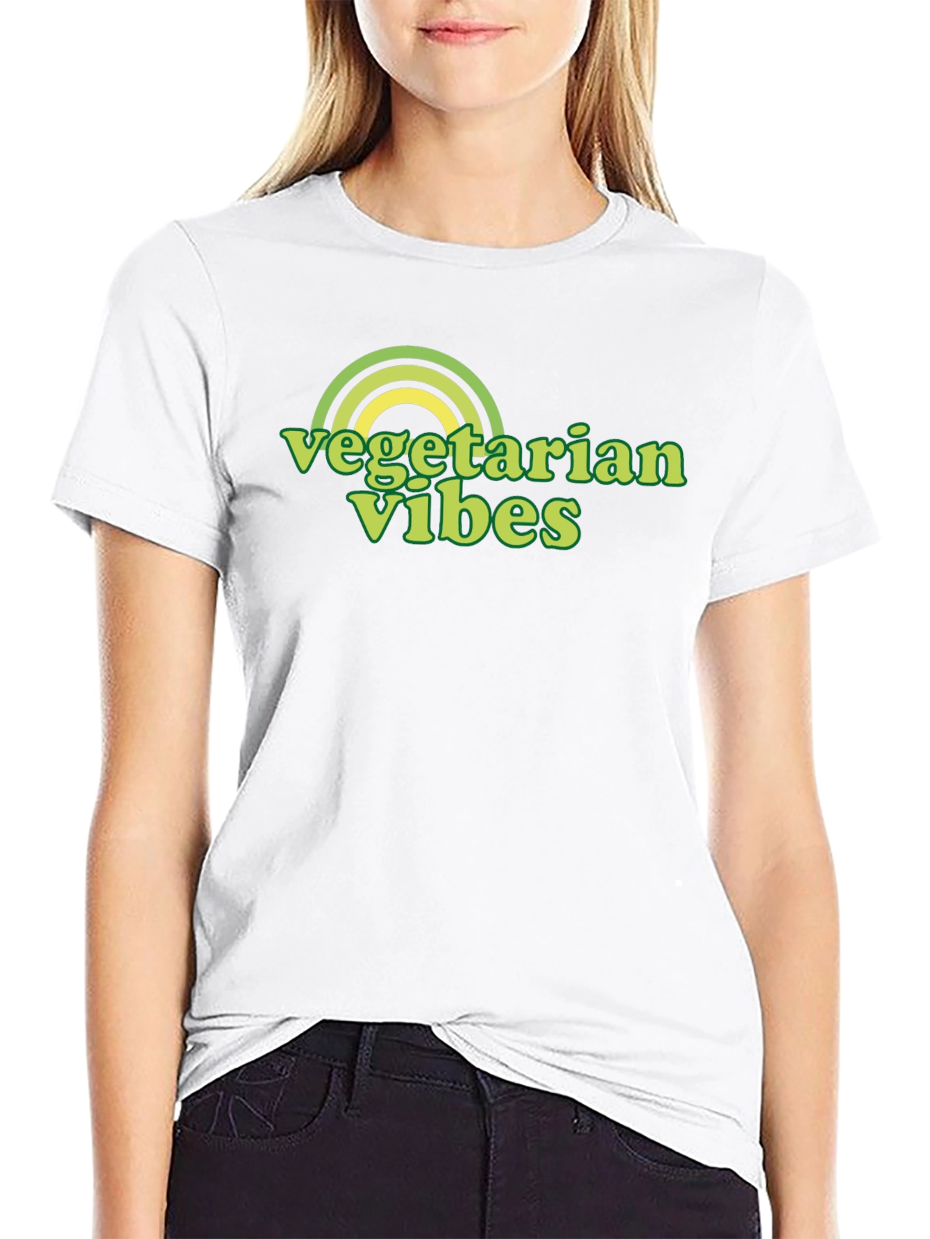 Vegetarian Vibes Graphic Tee - Black