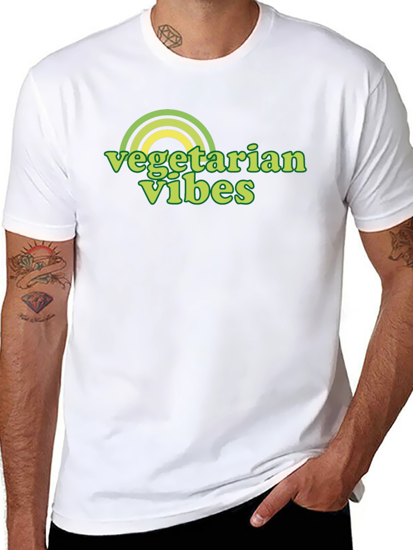 Vegetarian Vibes Graphic Tee - Black