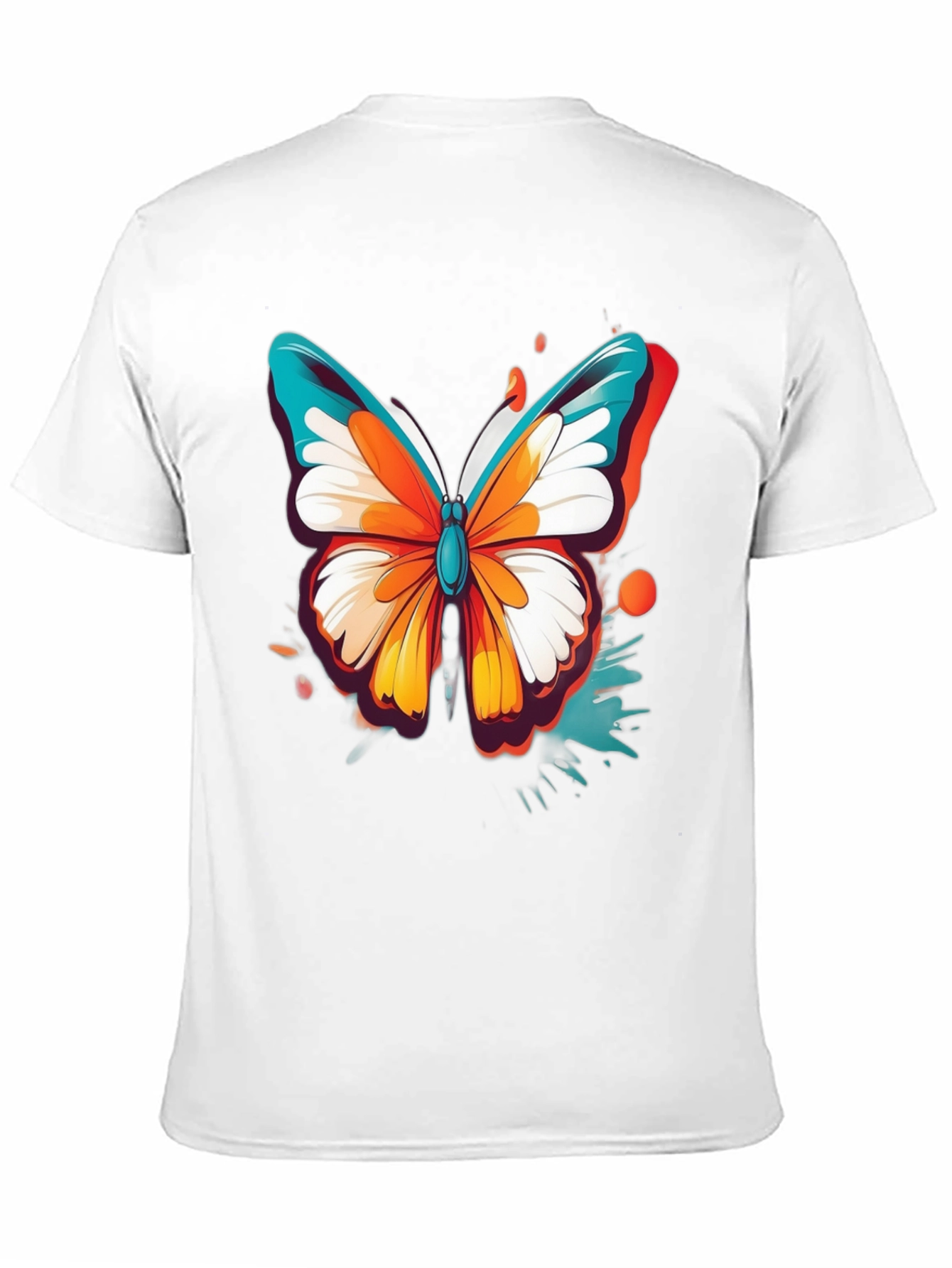 Vibrant Butterfly Graphic Black T-Shirt