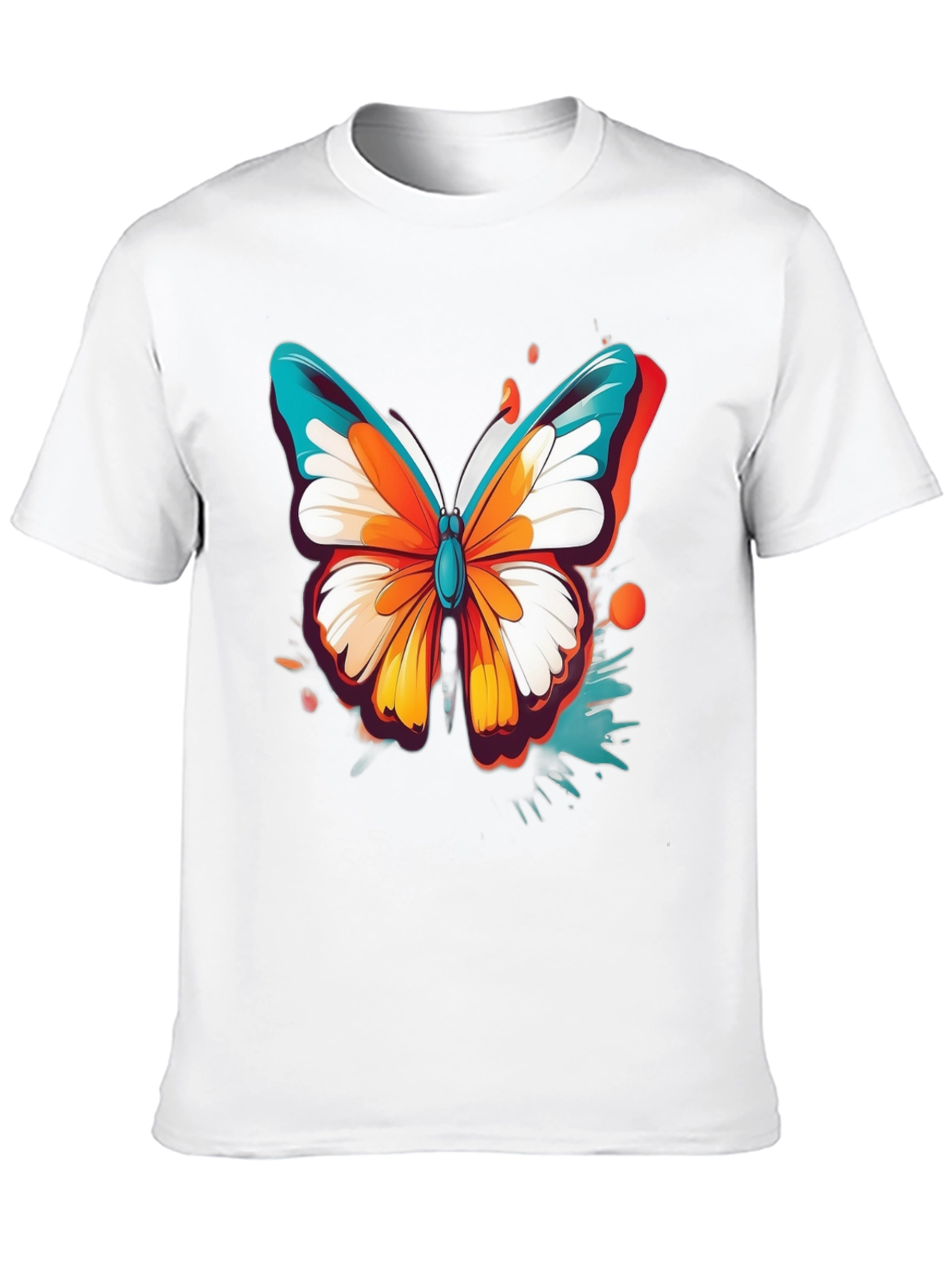 Vibrant Butterfly Graphic Black T-Shirt