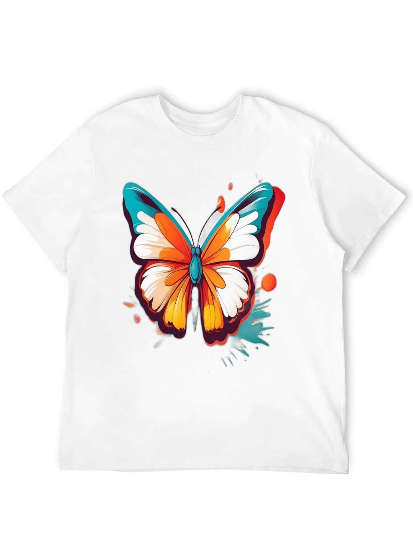 Vibrant Butterfly Graphic Black T-Shirt