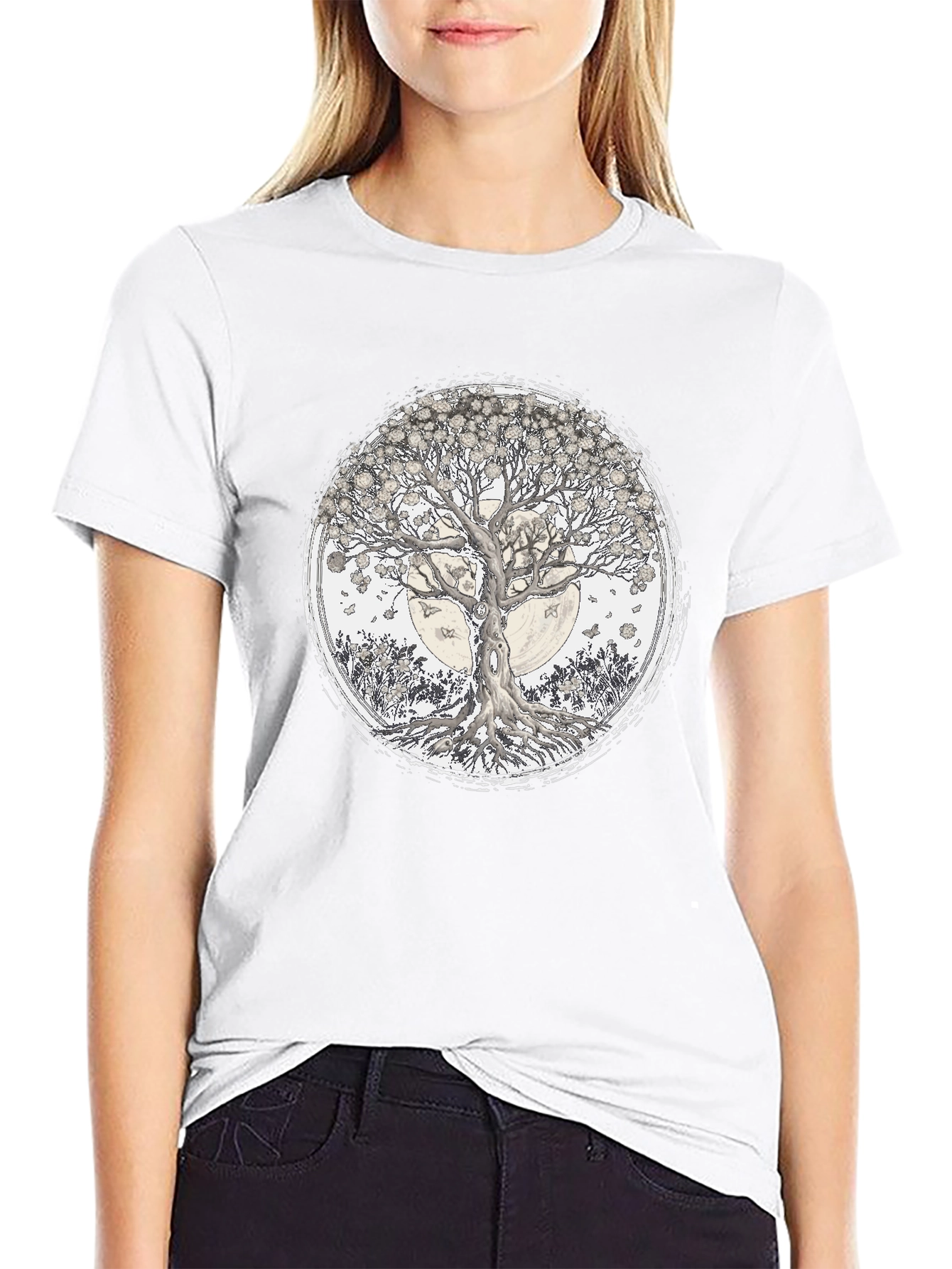 Tree of Life Graphic Tee - Black Cotton T-Shirt