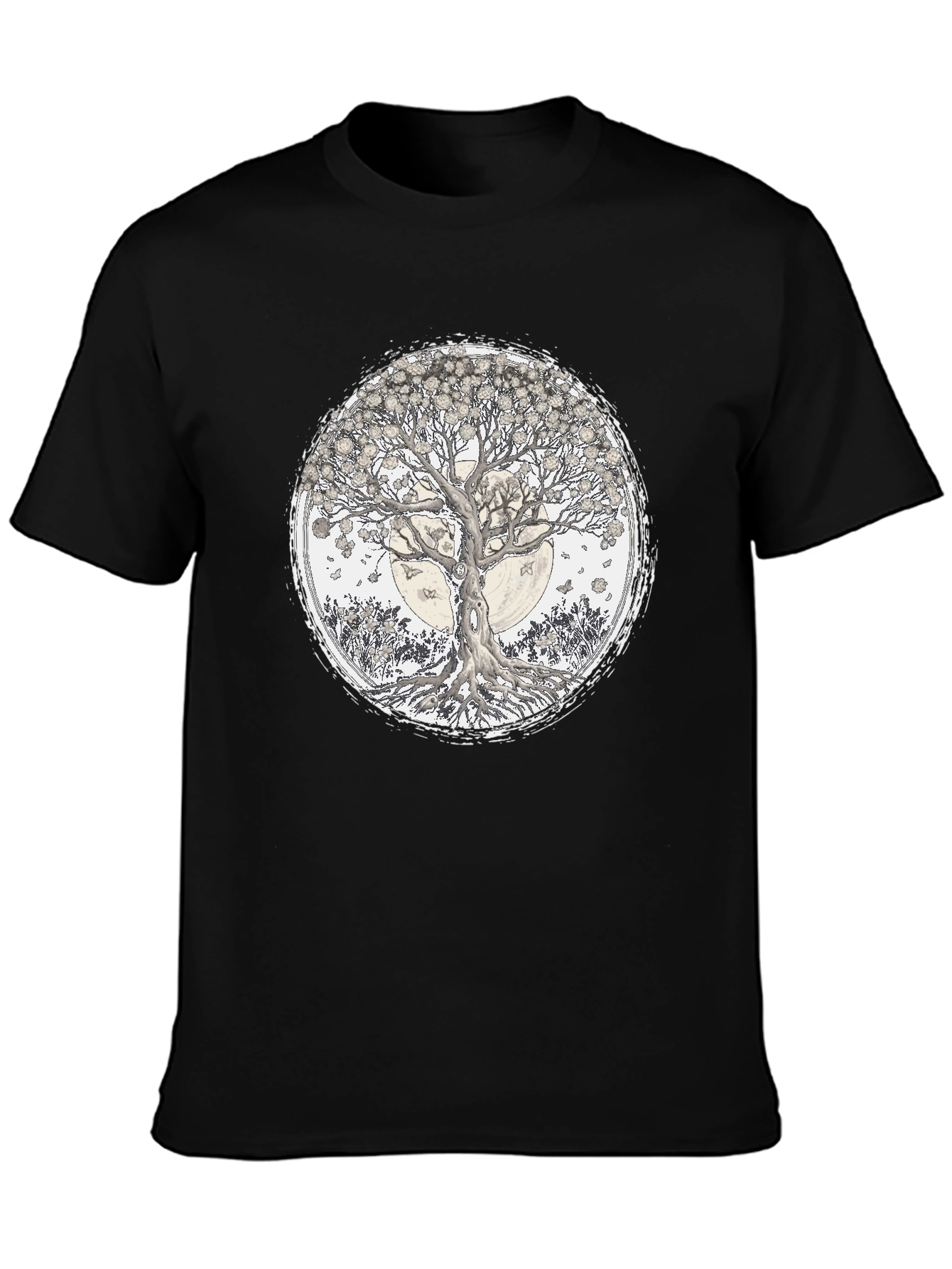 Tree of Life Graphic Tee - Black Cotton T-Shirt