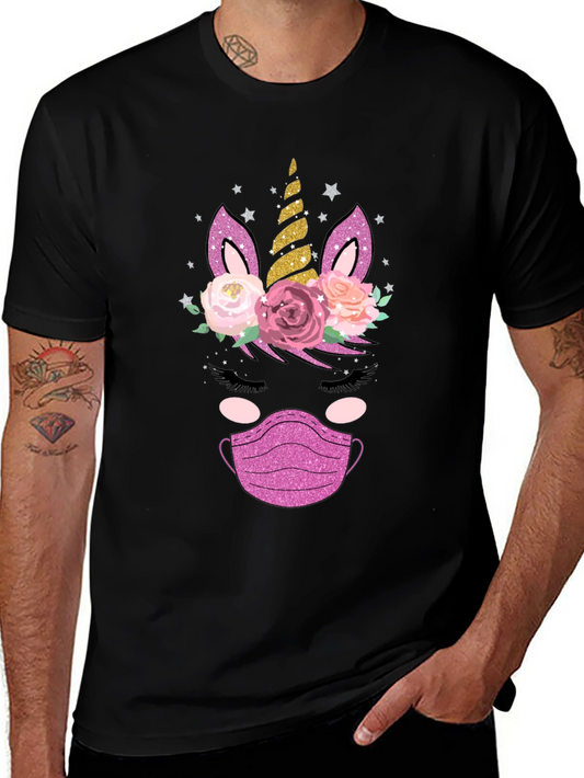 Unicorn Mask Graphic Tee - Stylish & Safe