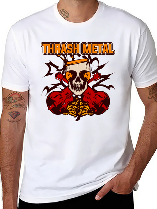 Thrash Metal Skull & Guitar Graphic Tee