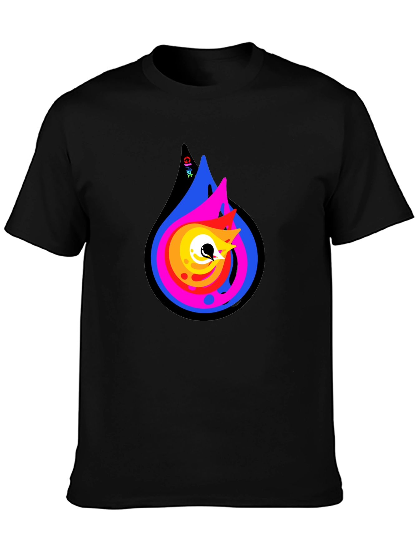 Abstract Flame Graphic Black T-Shirt