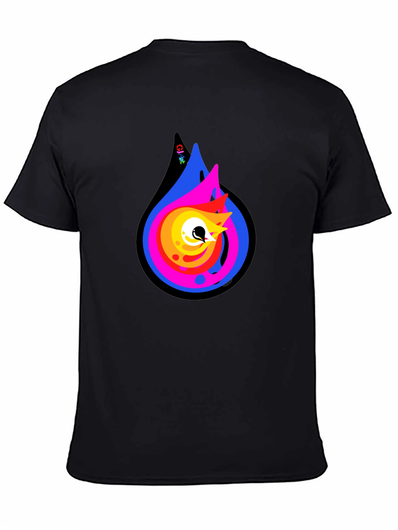 Abstract Flame Graphic Black T-Shirt