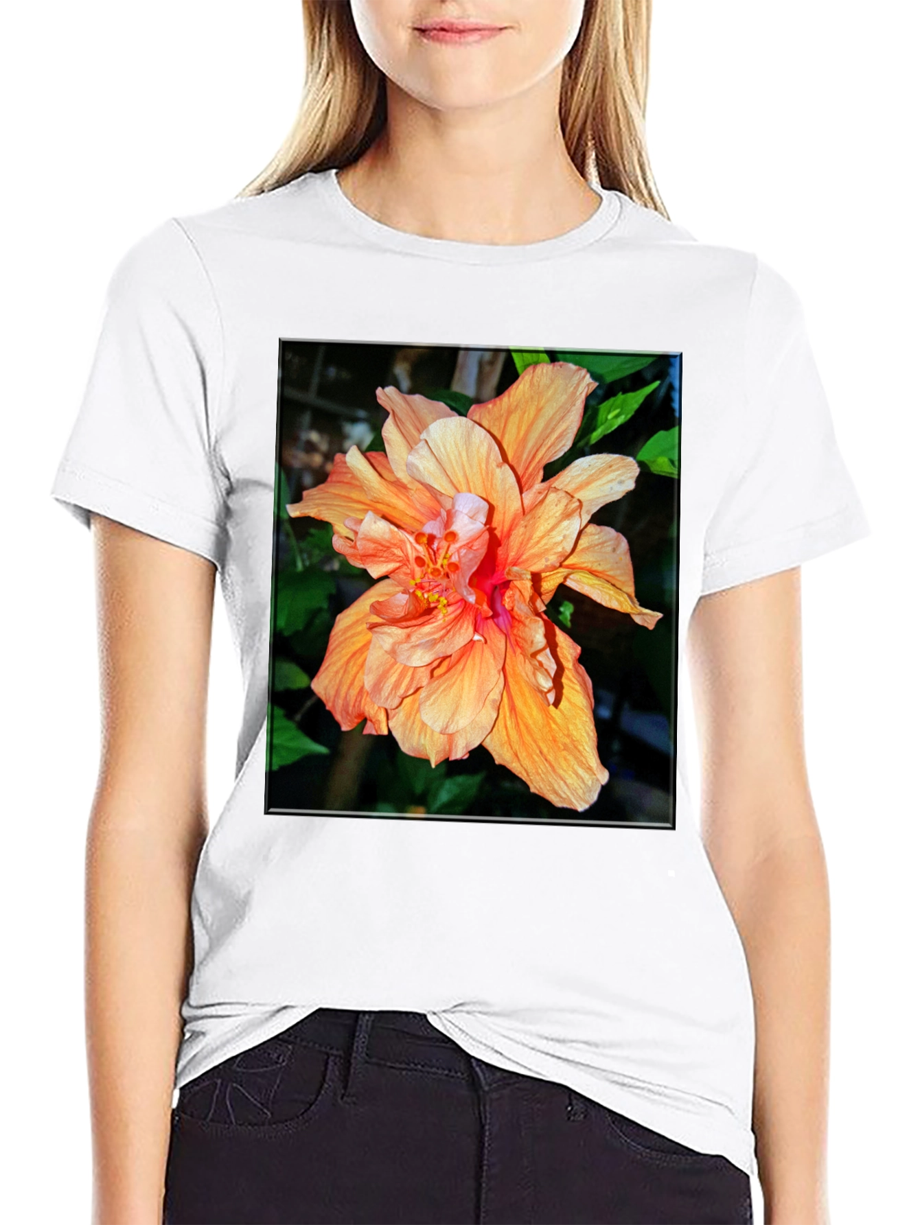 Tropical Hibiscus Flower Graphic Tee