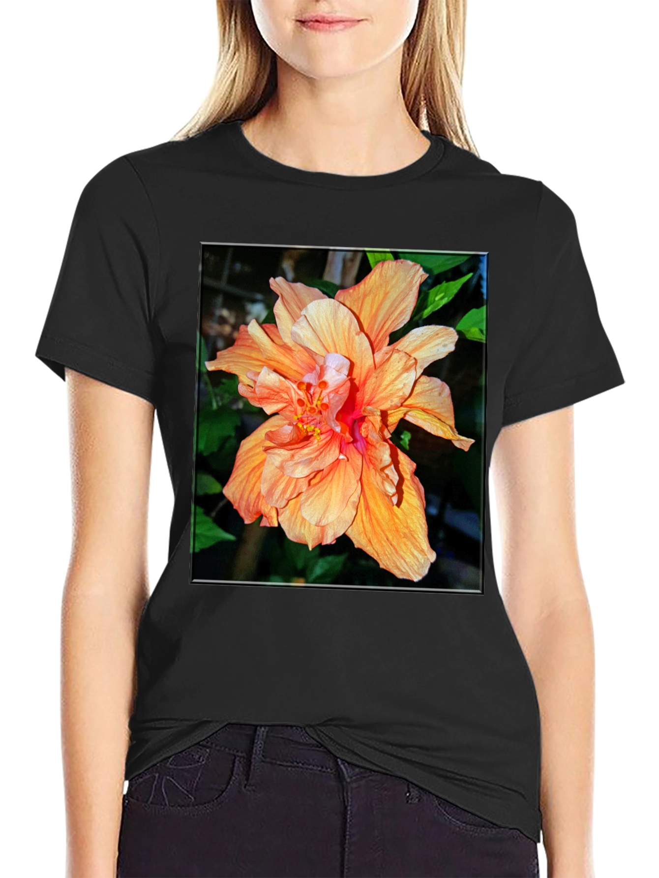 Tropical Hibiscus Flower Graphic Tee