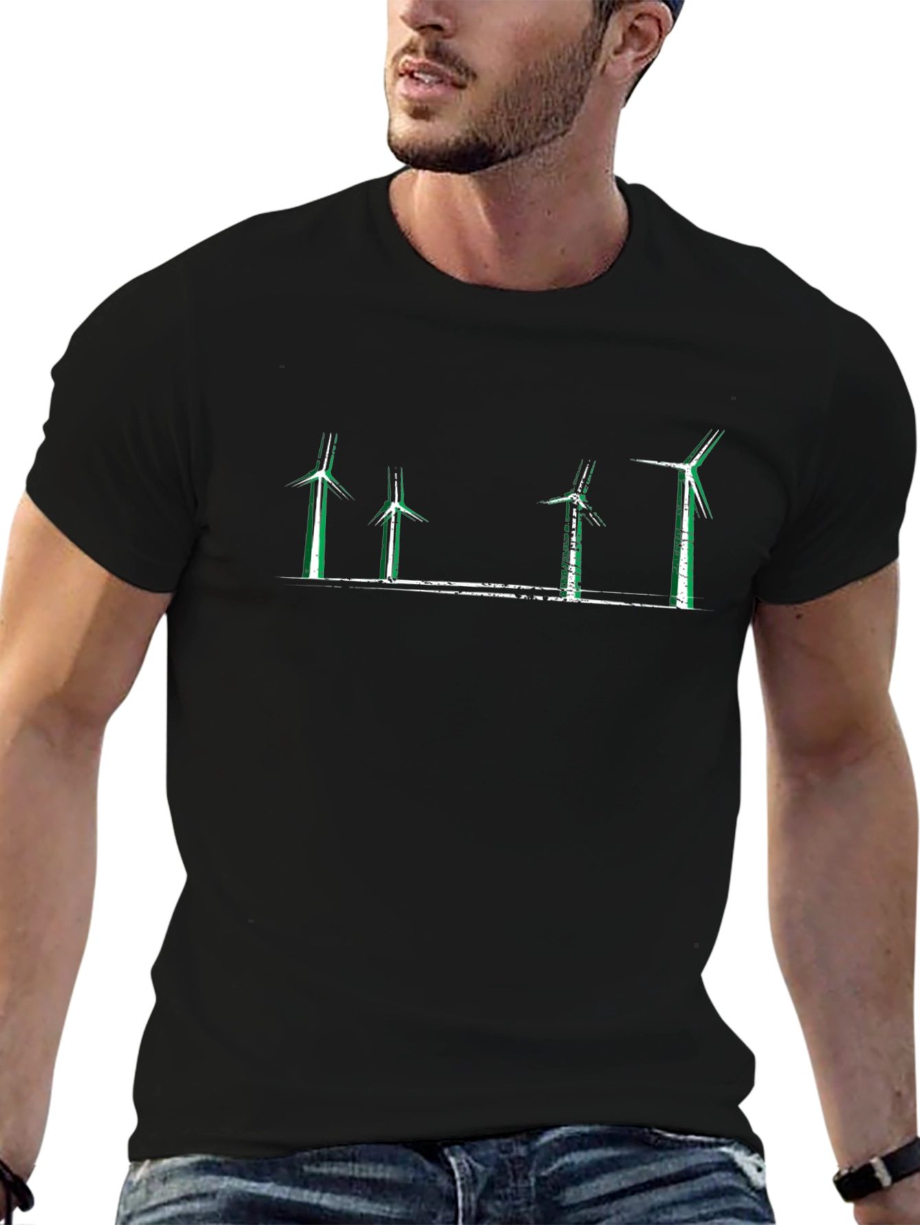 Wind Turbine T-Shirt - Eco-Friendly Design