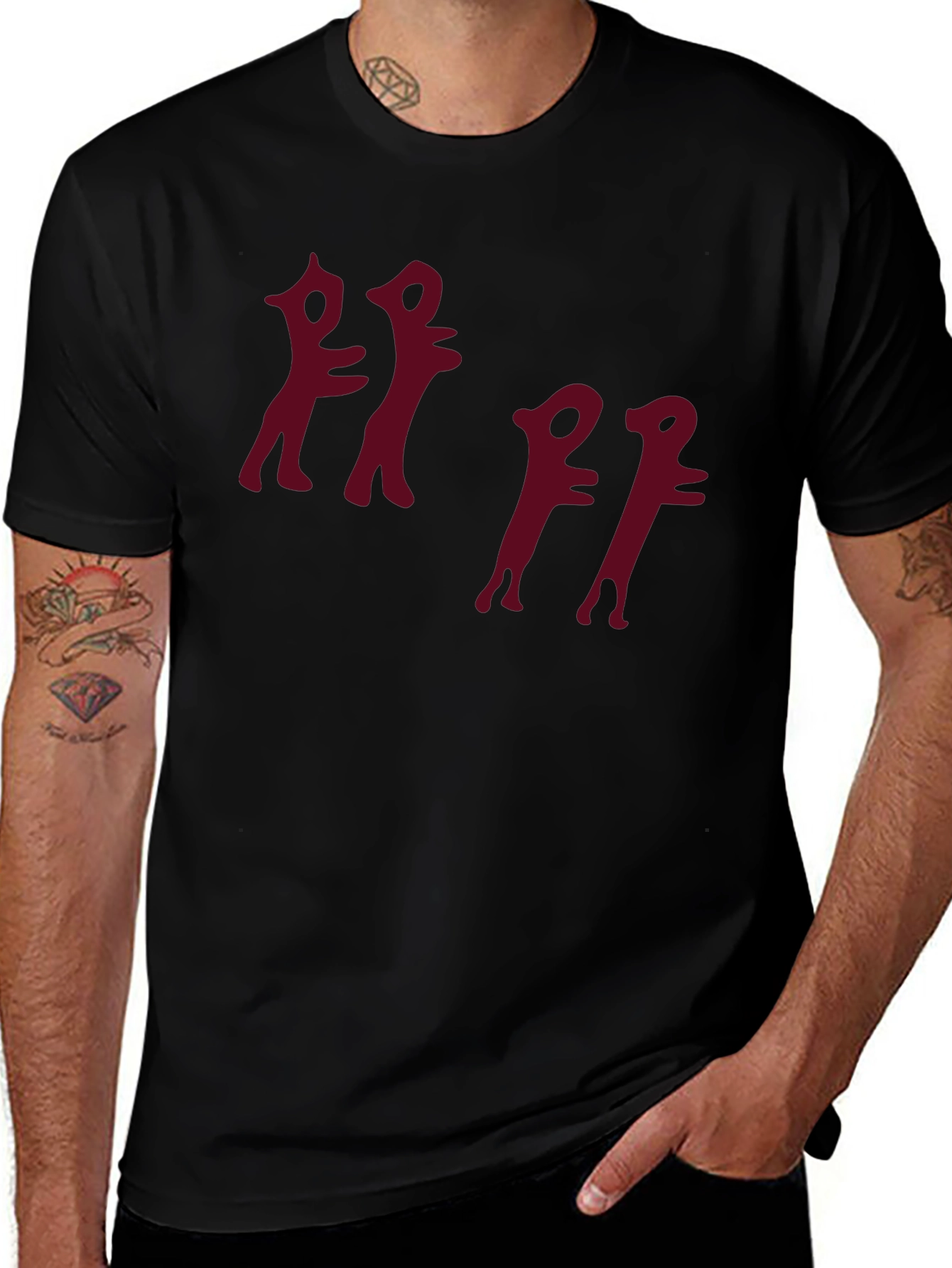 Abstract Figure Graphic Black T-Shirt
