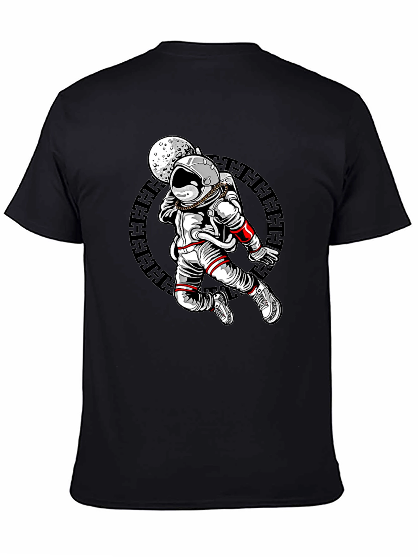 Astronaut Moon Graphic Black T-Shirt